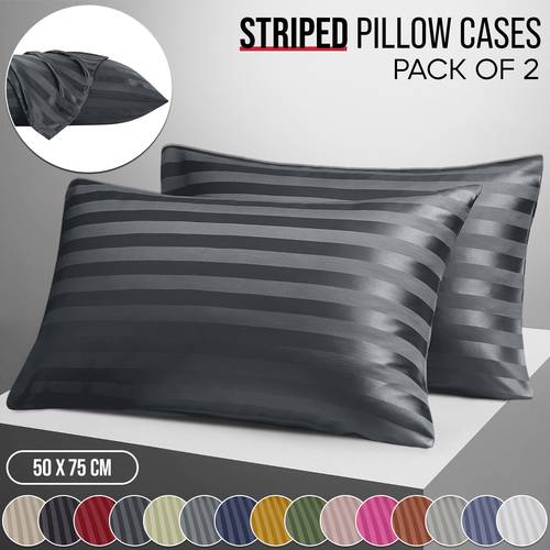 2pcs striped satin pillowcases 50 75cm with envelope closure durable machine washable bedroom decor