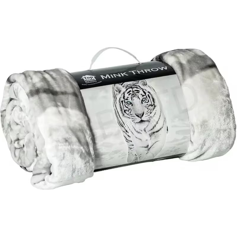 TEMU Animal Print Luxury Faux Fur Fleece Blanket For Adults – White Tiger Print Warm Large Throw For Sofa, Bed, Settee, Armchair