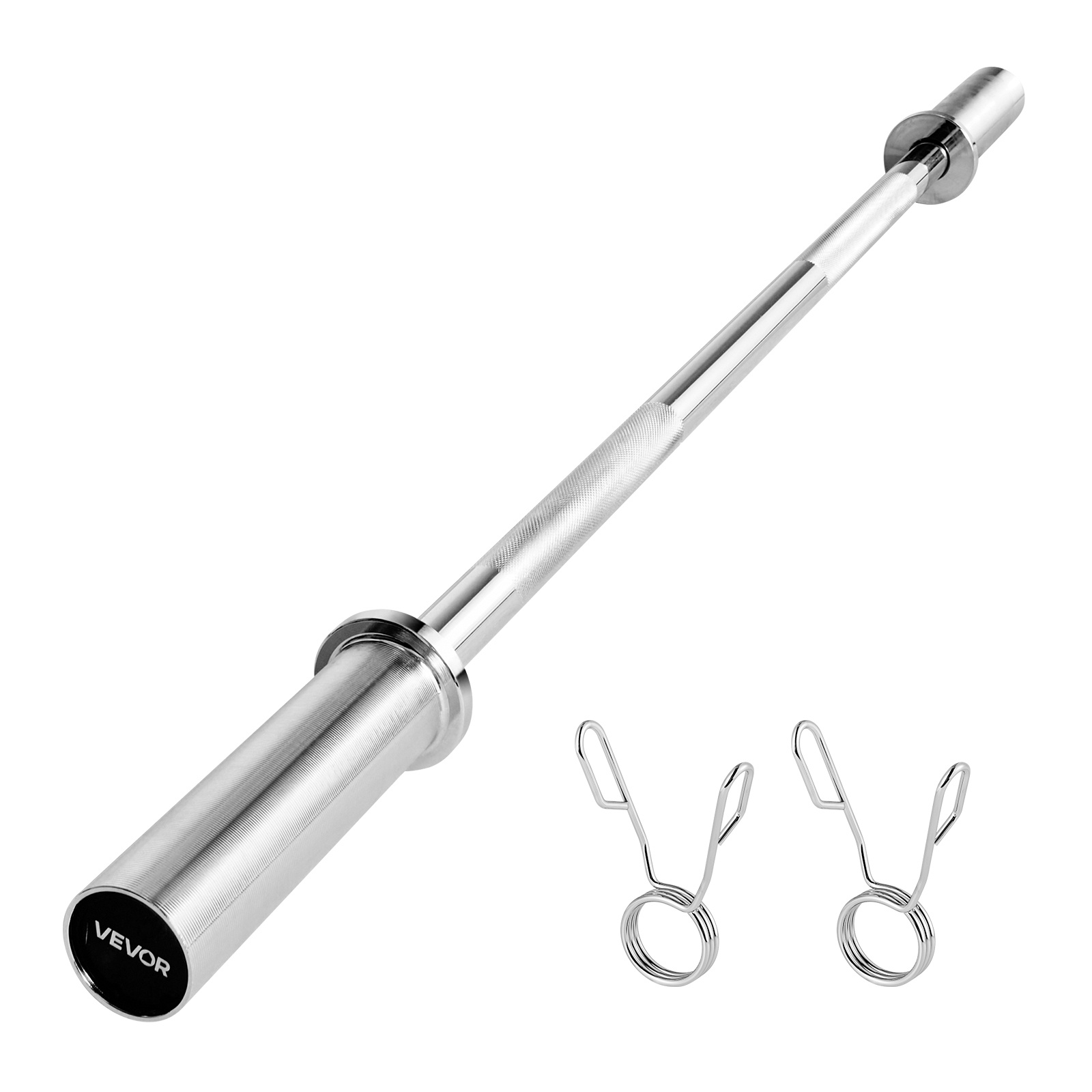 Vevor 4ft Barbell Bar, Fits 2-inch Weight Plates, Chrome Plated Barbell Bar With Knurled Grip For Strength Training, Weightlifting, Squat, Deadlift, Bench Press, , Overhead Press, 500lbs Capacity