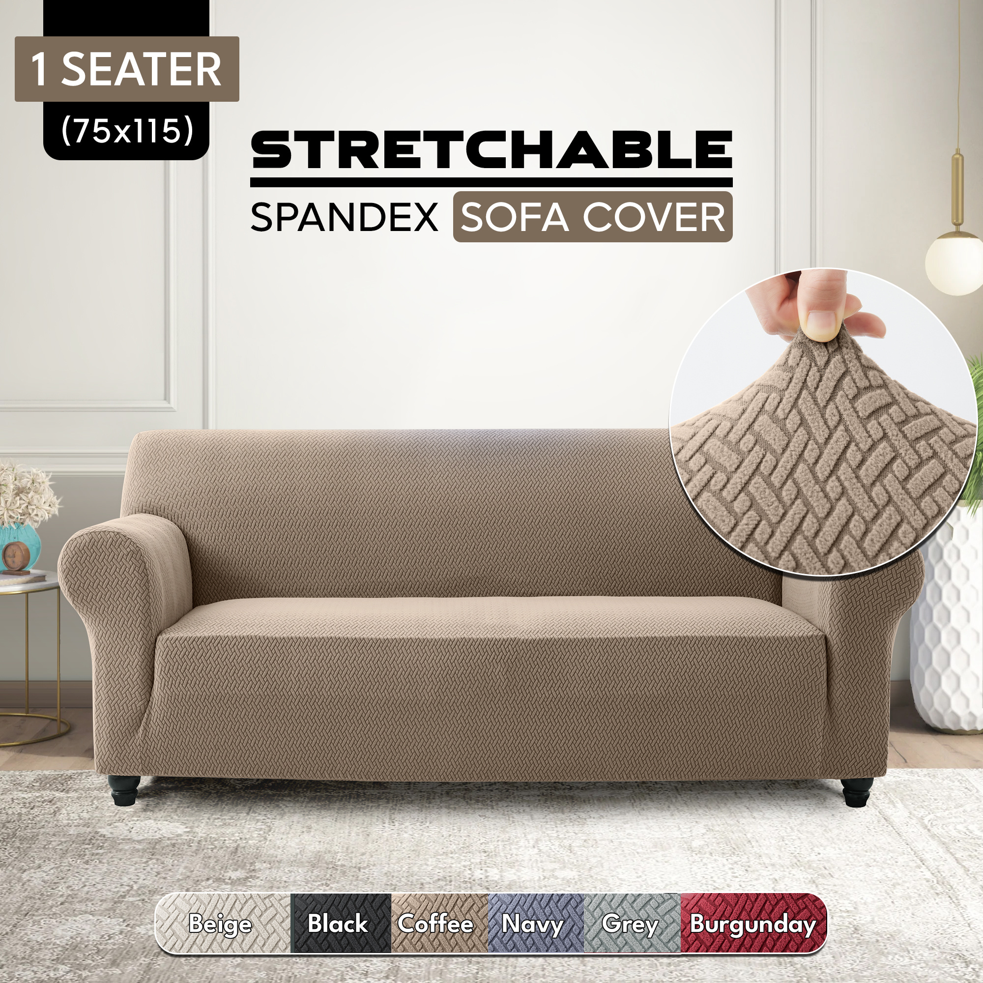 1pc stretchable spandex elastic sofa cover 1 2 3 seater polyester spandex furniture protector anti   pet friendly machine washable   living room home decoration