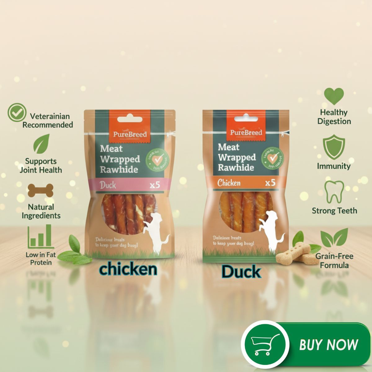 TEMU 2 Packs Of Duck And Chicken Wrapped Rawhide Twists Dog Treats High Protein, Chew Sticks For Training, Rewards & Dental Health
