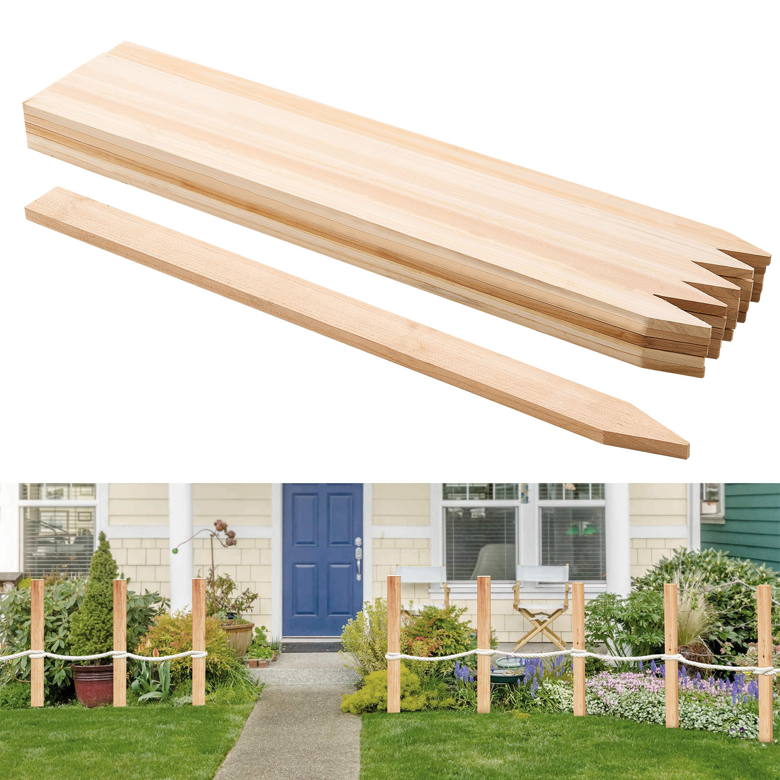 Image of Vevor Wooden Garden Stakes, 25 Pcs 12.7×38.1×914.4 Mm Survey Grading Stakes, Garden With , Fir Wood Plant Support Stake, Sign Posts For Fence Yard Boundaries Baselines