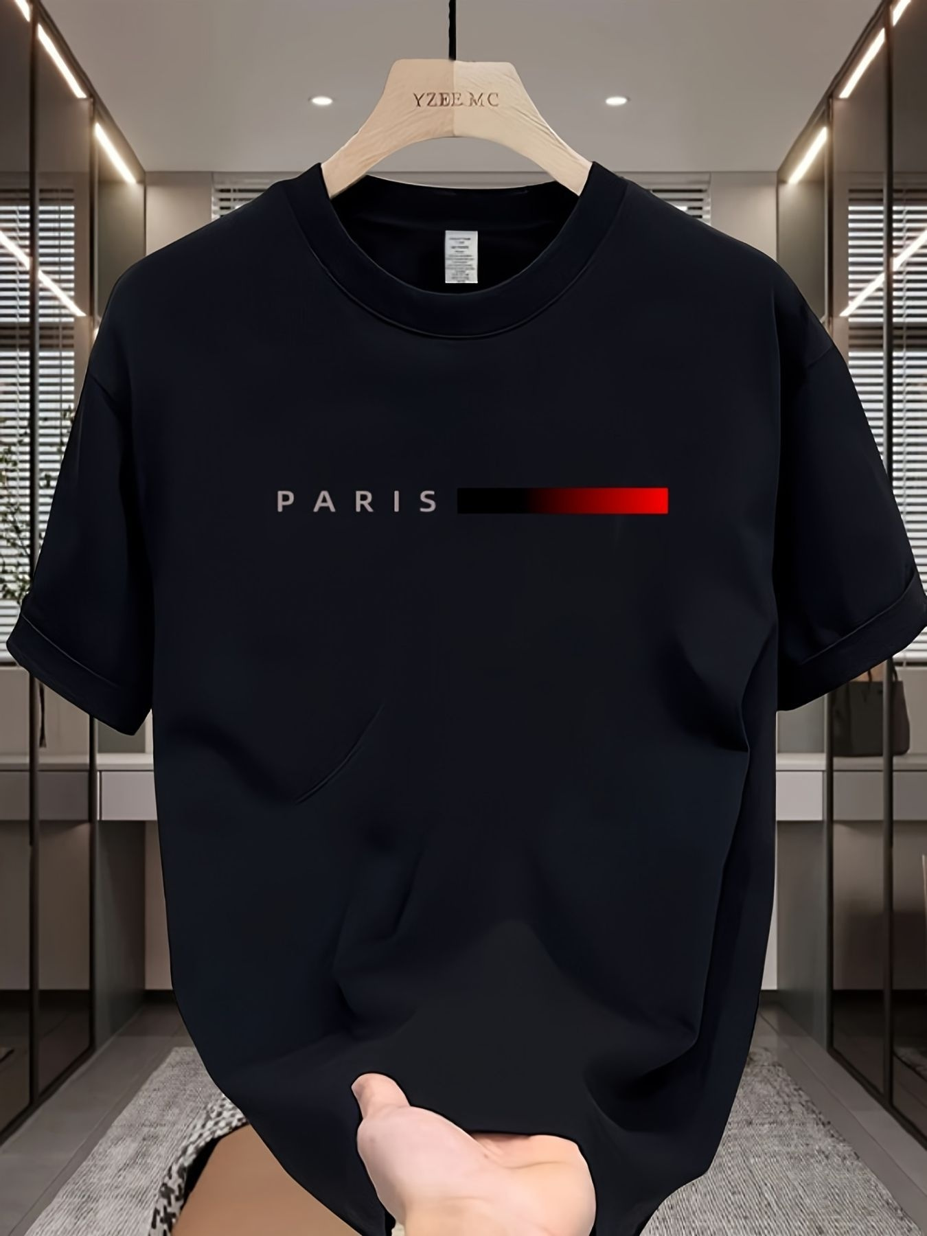 mens paris graphic t shirt with red   breathable relaxed fit short sleeve crew neck tee     summer top travel casual     versatile wardrobe staple france graphic tee men t shirt for men details 1