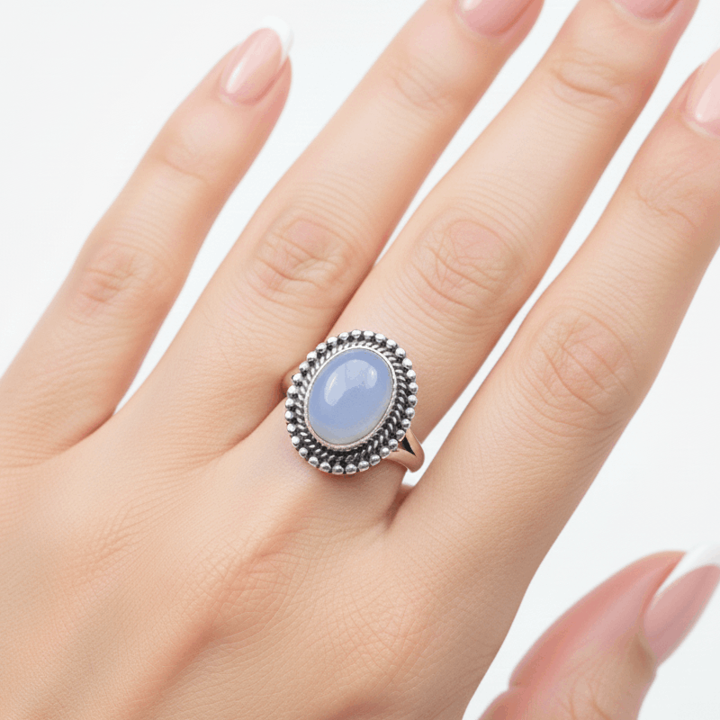 Women's 925 Sterling Silver Oval Gemstone Ring, Multi-Stone