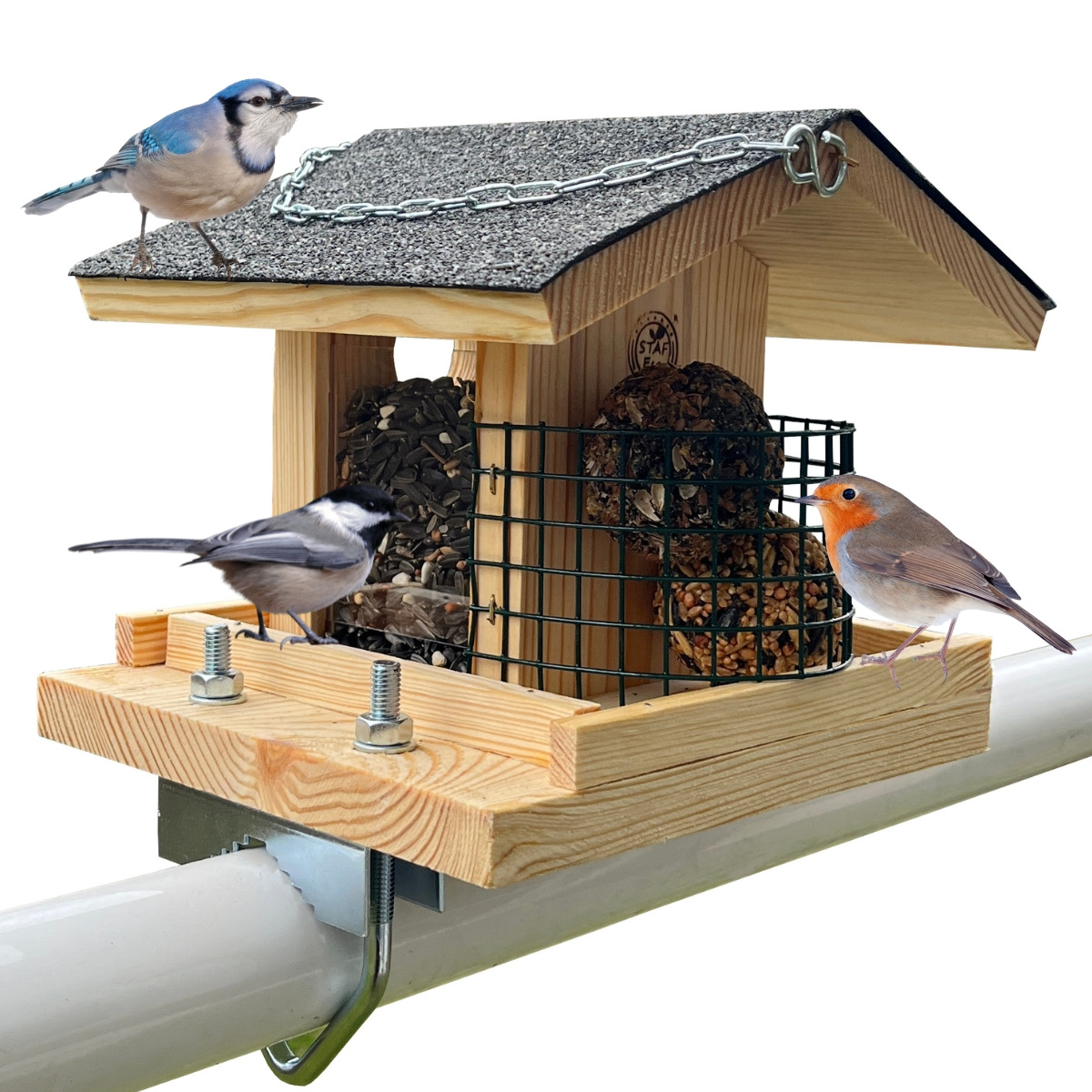 Bird Feeder For Birds On Impregnated Solid Seed Feeder House For