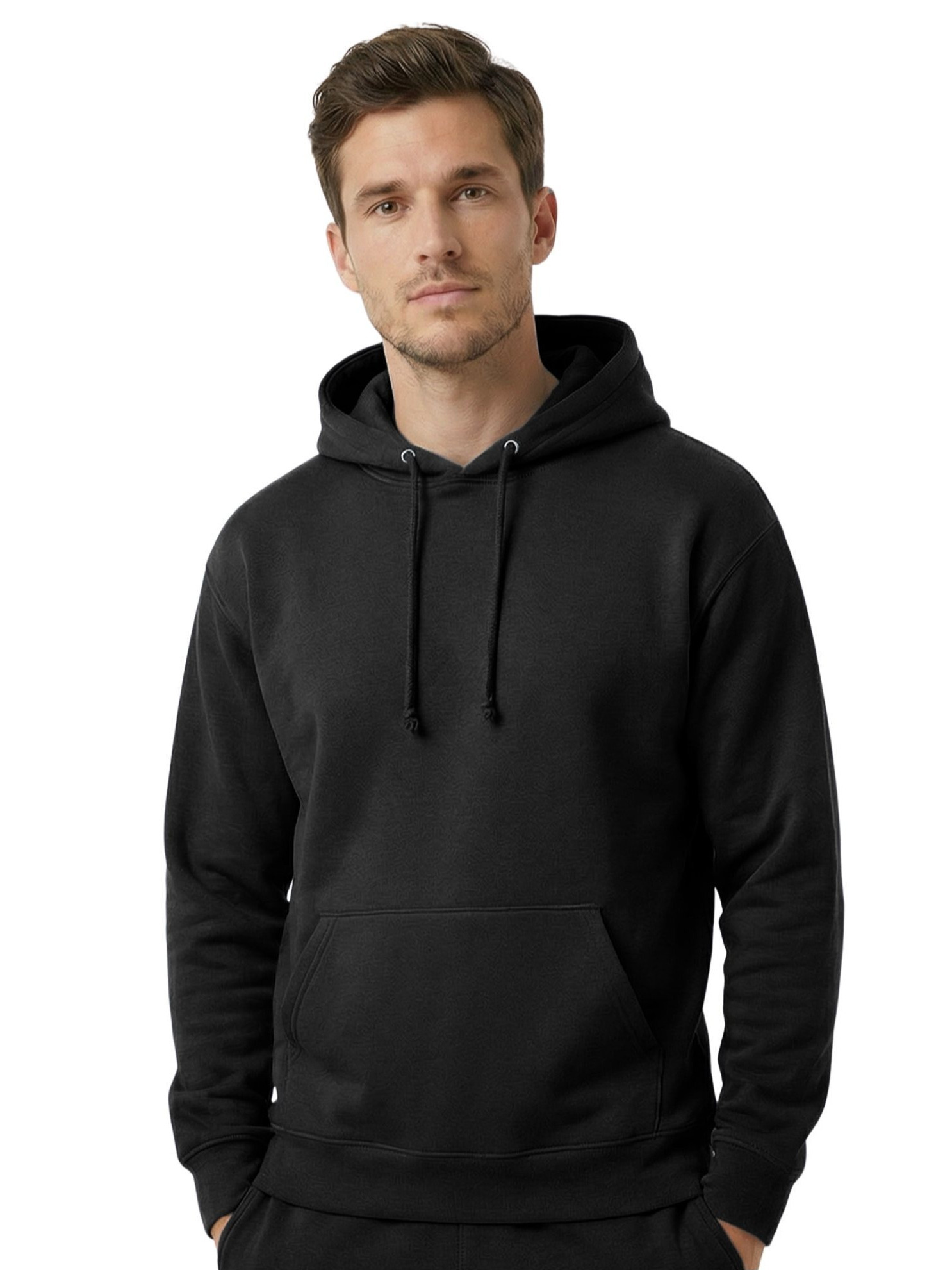 mens plain hoodie   cozy material luxury feel long sleeves sweater comfortable pullover hoody durable casual solid color gym everyday jumper regular fit ribbed cuffs   pocket hooded sweatshirt fall winter hoodie for men