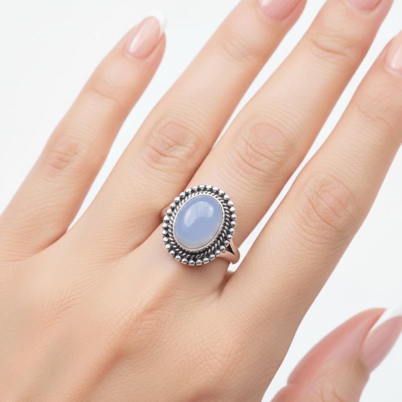 Women's 925 Sterling Silver Oval Gemstone Ring, Multi-Stone