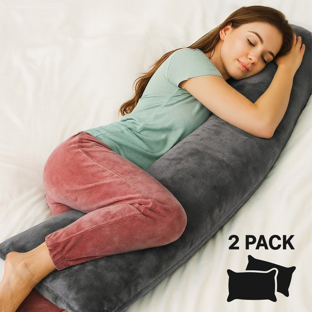 E-shop 2er Set Plüsch Seitenschläfer Kissenbezüg 40x145 cm kuschelig weich Stillkissen flauschig Fleece Kissenhülle Sofakissen Kopfkissenbezug