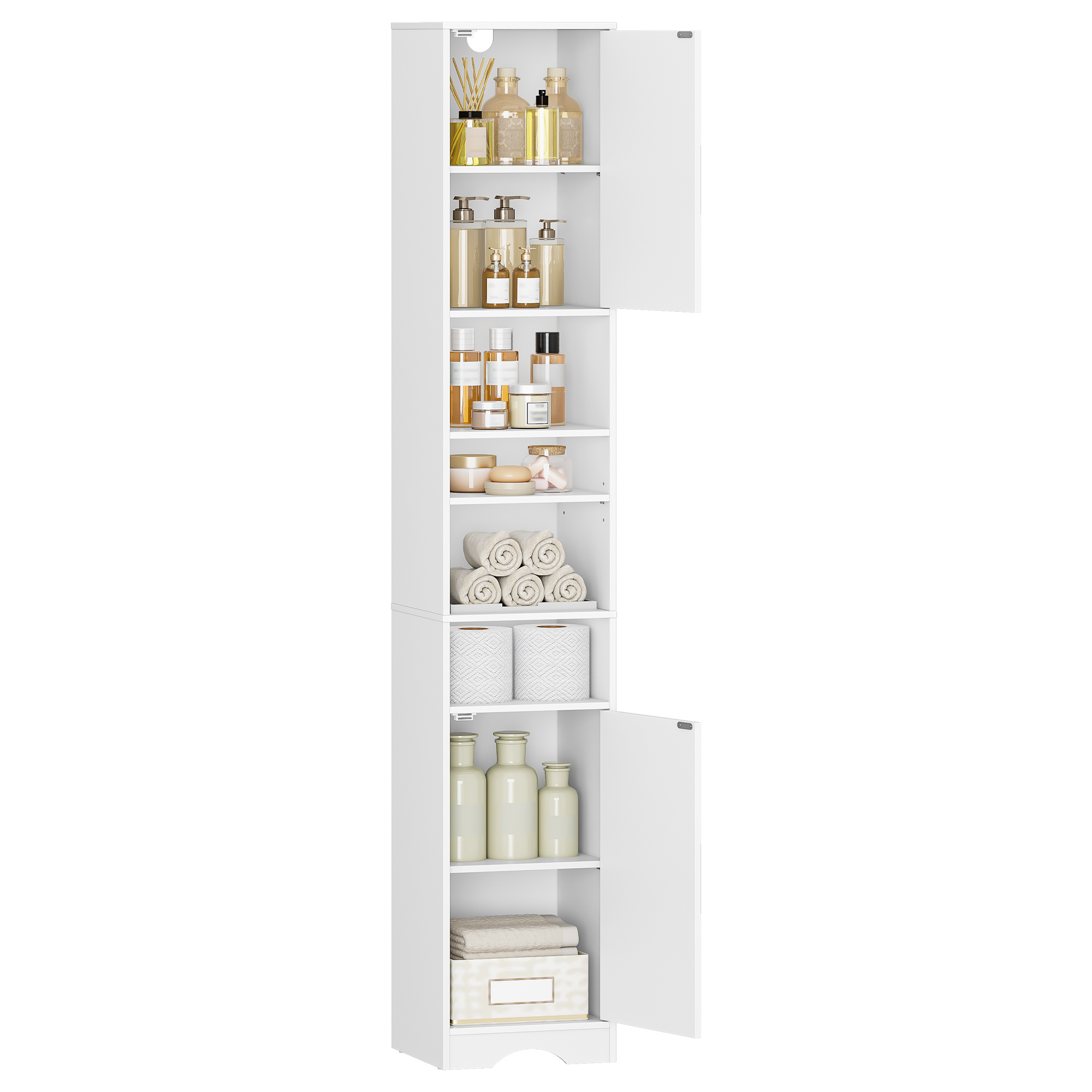 TEMU Mueble de Baño , Armario de Baños con Compartimento Abierto y , Estantes Ajustables, para Baño, Salón, Dormitorio, 30 × 30 ×180 cm