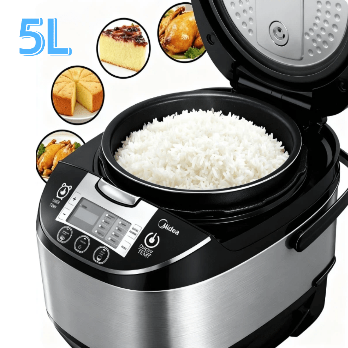 TEMU Midea 5L Multi-Cooker Un Tout-Puissant : Pas pour le riz, mais également idéal pour les légumes, , les , les soupes, les bouillies, le yaourt,