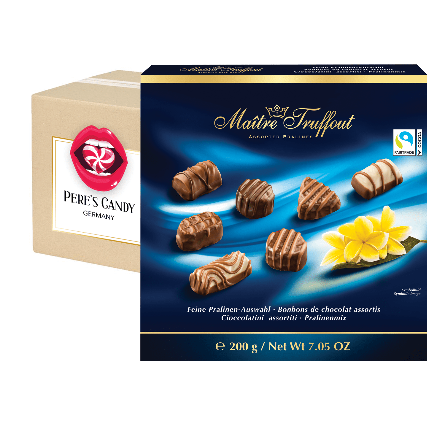 Image of 2-pack Maître Truffout Praline Assortment | Elegant Selection Of Fine Praline Mix With Milk, Dark, And White Chocolate – 2 × 200 G