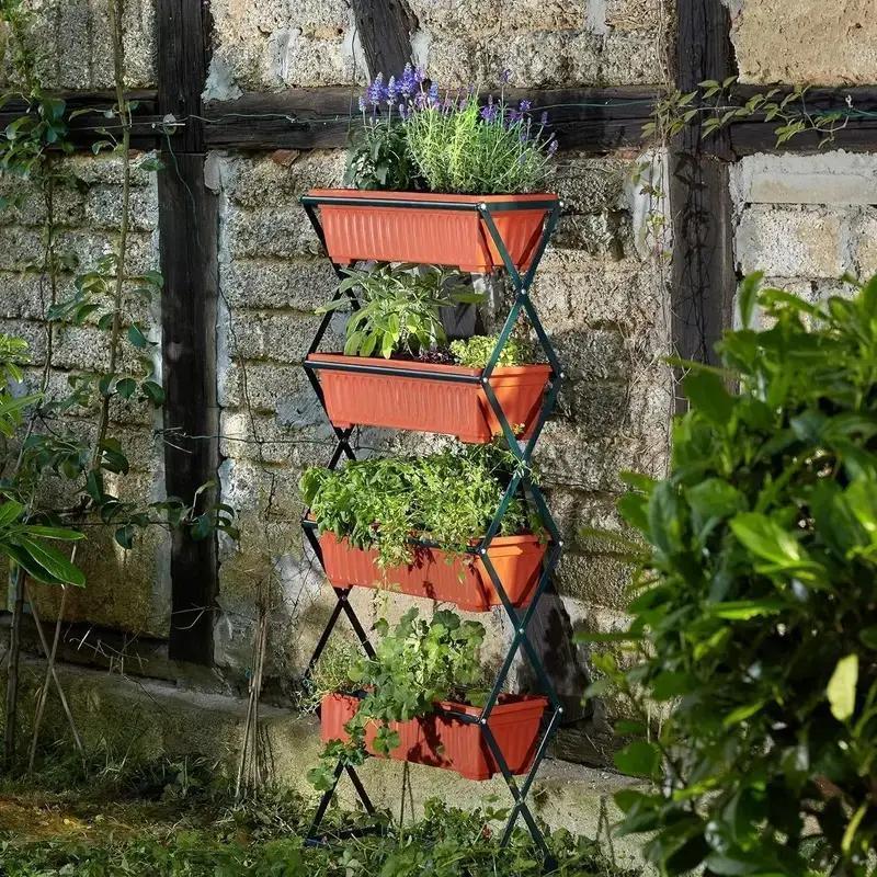 TEMU 4-tier Vertical Strawberry & Planter – Raised Garden Beds With 4 Removable Trays, Foldable Structure, Indoor/outdoor Planter Stand For Flowers,