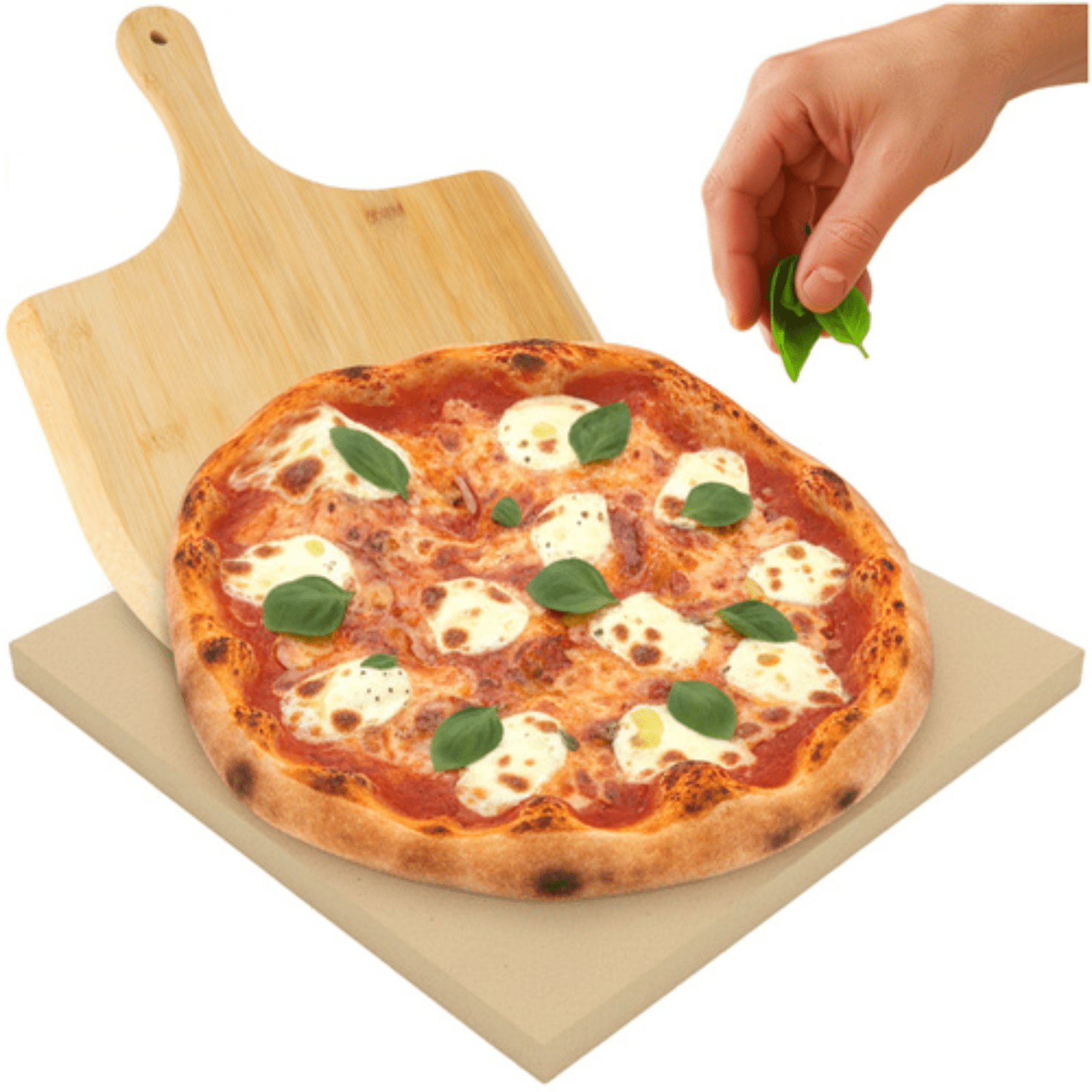 TEMU 38X36 Cm avec Spatule en Bambou 2En1 Planche XXL Cordiérite Spatule en Bambou Résistante à la Chaleur dans Cadeau Application Universelle