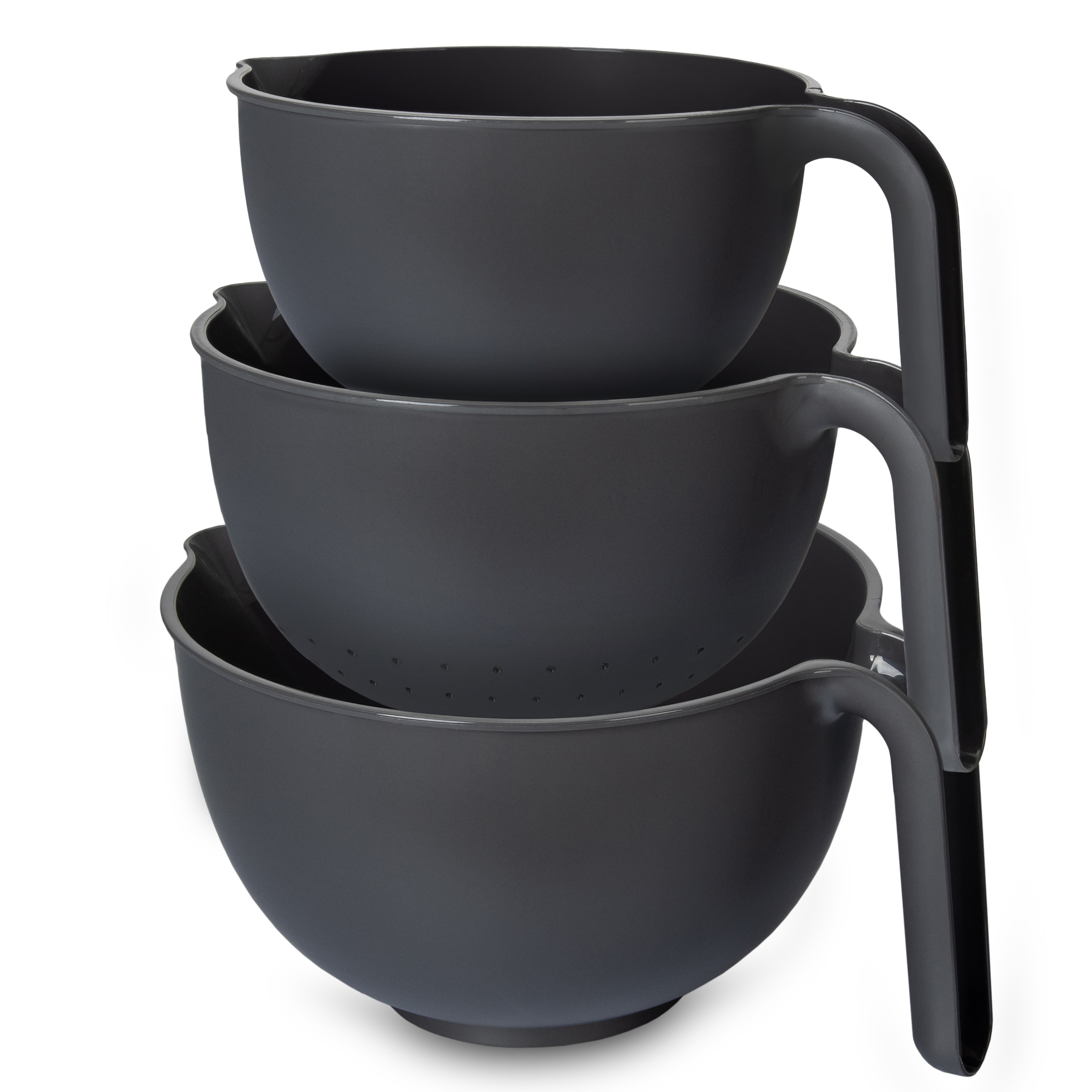 TEMU 2er-Set Küchenschüsseln mit 3,5L+2L Sieb - Graphit-Schüsseln mit Griff und Ausgießer zum Sieben und Mischen, Praktisches Set für Salate, Pasta