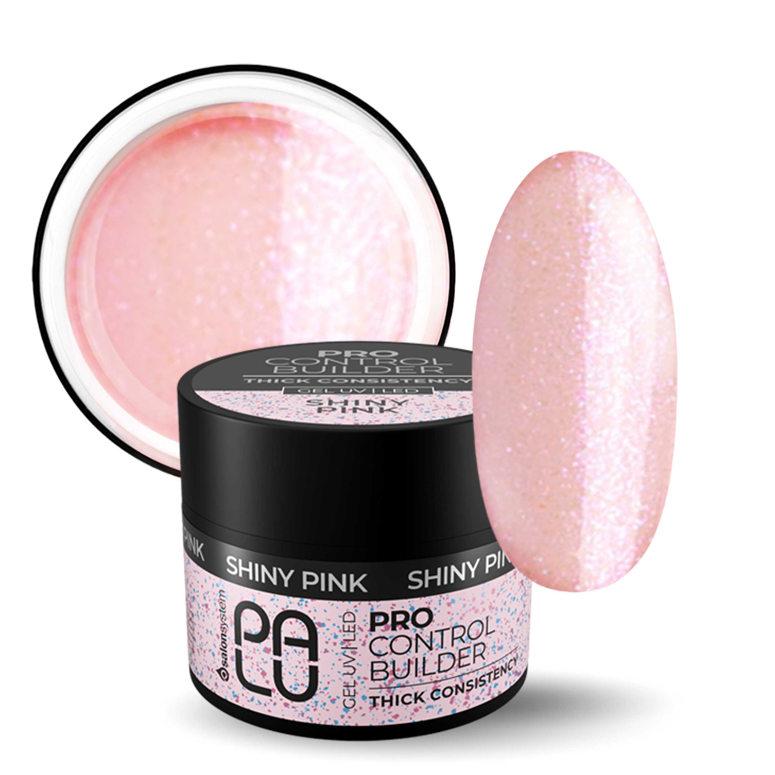 Palu Builder Gel Pro Control Builder Gel 45 G, A Pink Shade With Shimmering Pink-blue Particles