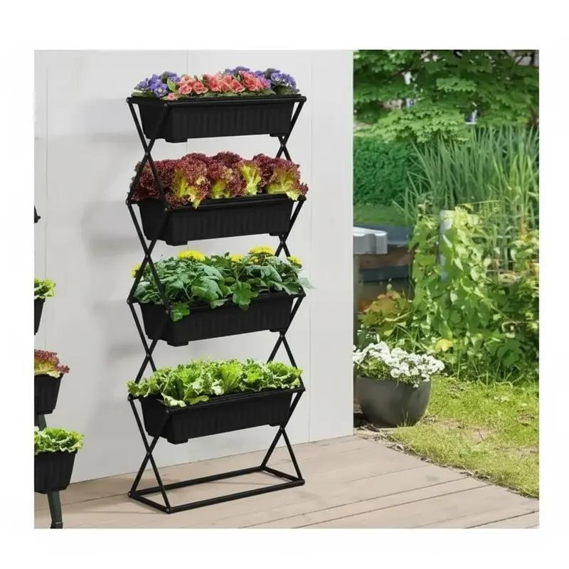 TEMU 4-tier Vertical Strawberry & Planter – Raised Garden Beds With 4 Removable Trays, Foldable Structure, Indoor/outdoor Planter Stand For Flowers,