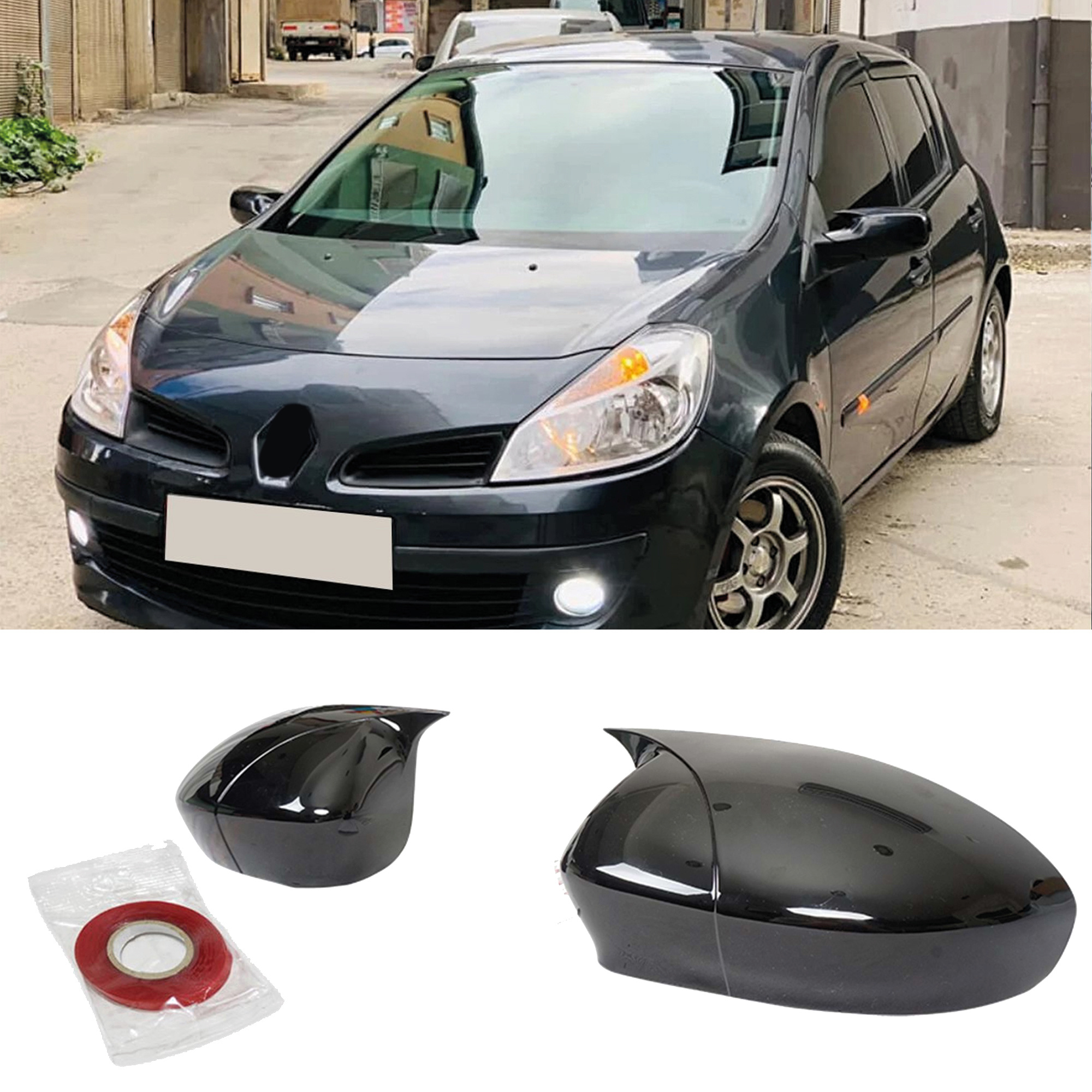 TEMU Coprivara per Renault Clio 3 2006-2009 Accessorio Copertura specchio BAT MODEL Copertura specchio retrovisore