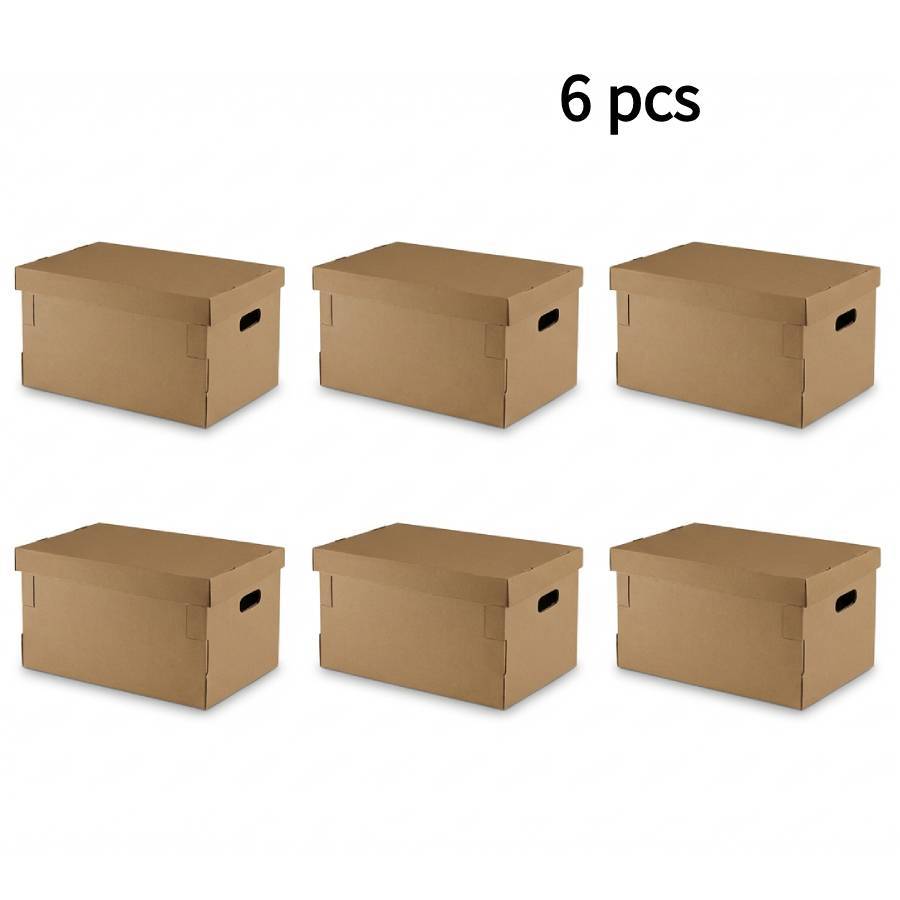 TEMU Paquete de 6 cajas de envío, cajas de mudanza, con y tapas, cajas de cartón marrón, adecuadas para transporte o almacenamiento, 30 × 22,5 × 12,1