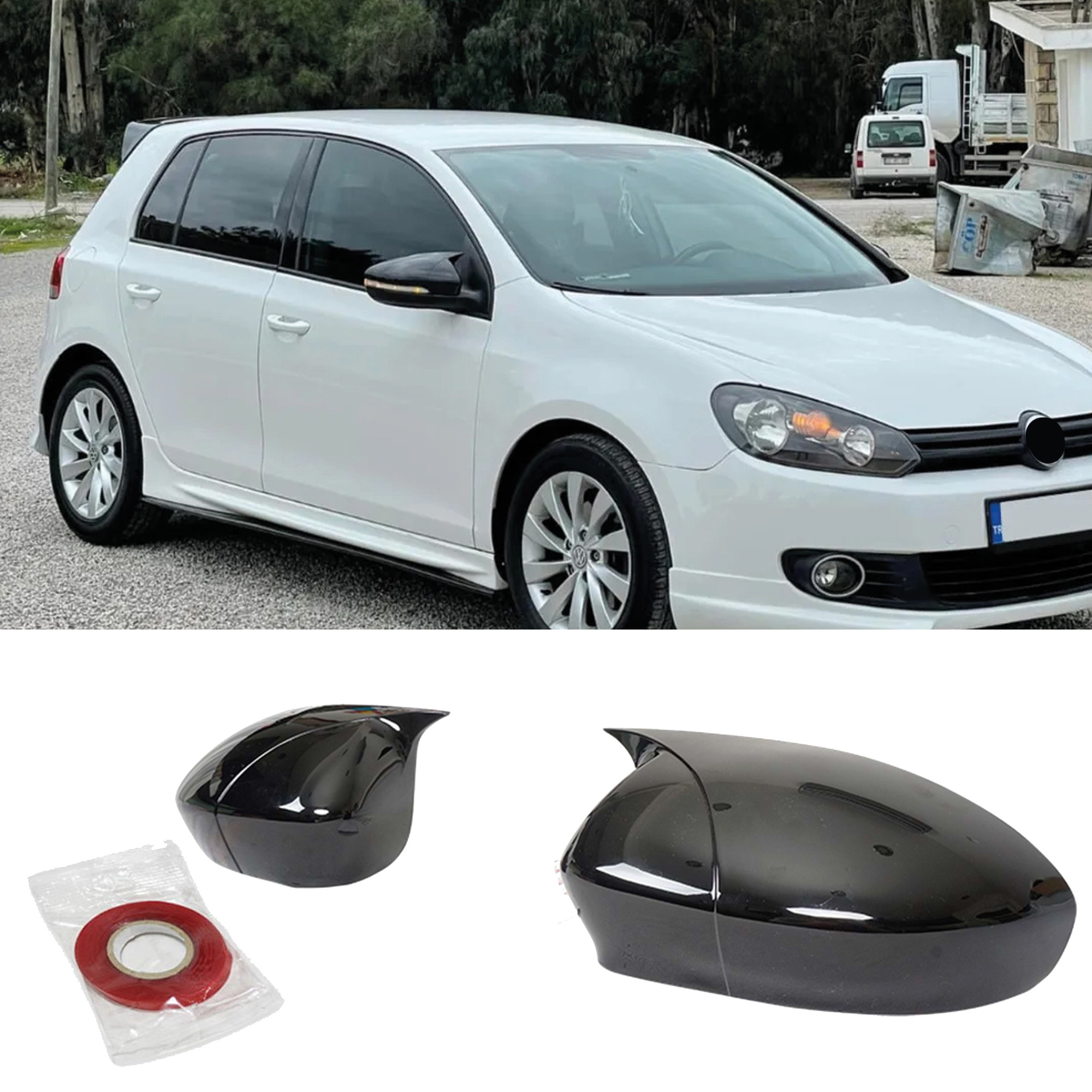 TEMU Spiegelkap voor VW Volkswagen Golf 6 MK6 2008-2012 accessoire Helderzwart BAT MODEL Buitenspiegelkap