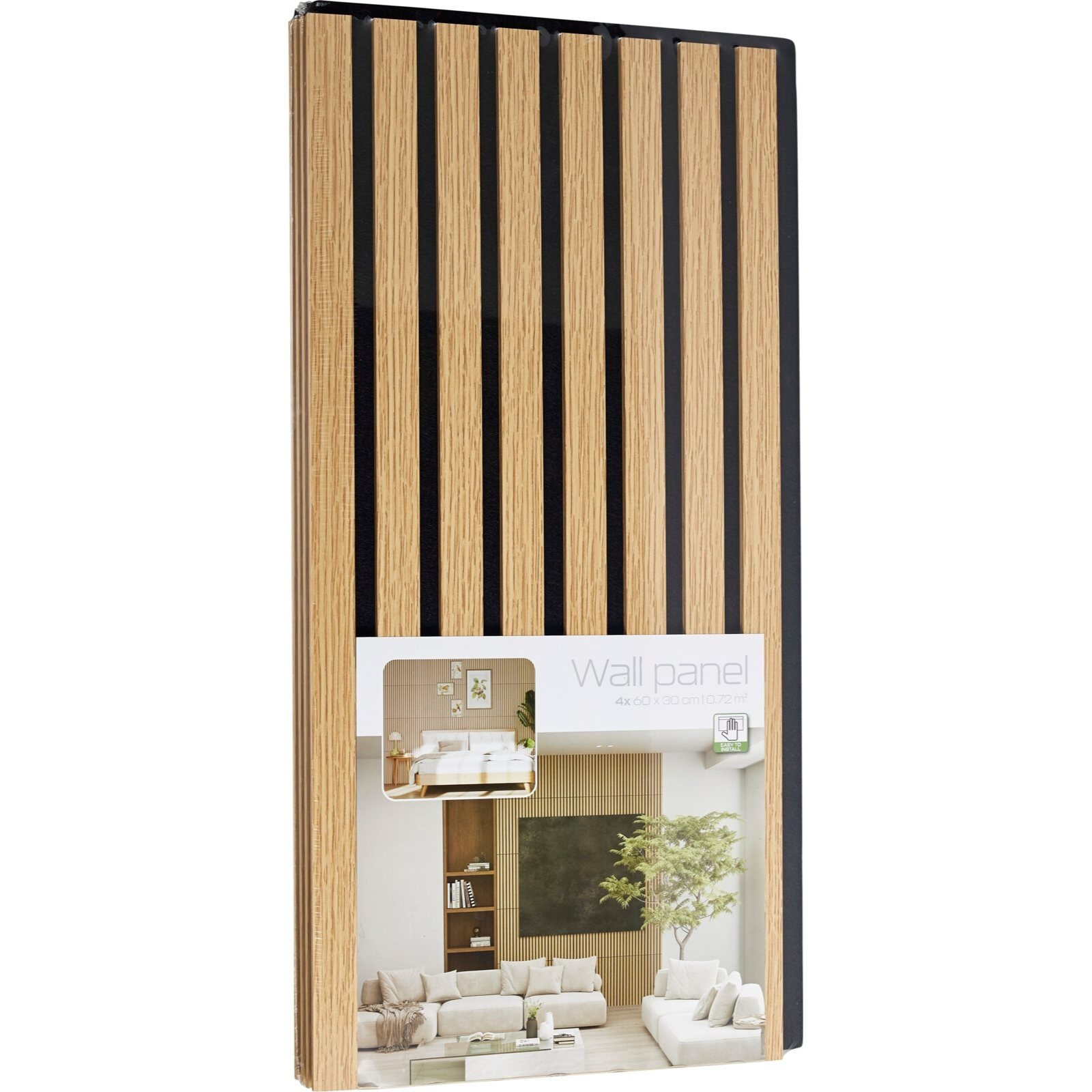 4 Pack MDF Wall Panels, 60x30cm, DIY Easy Install