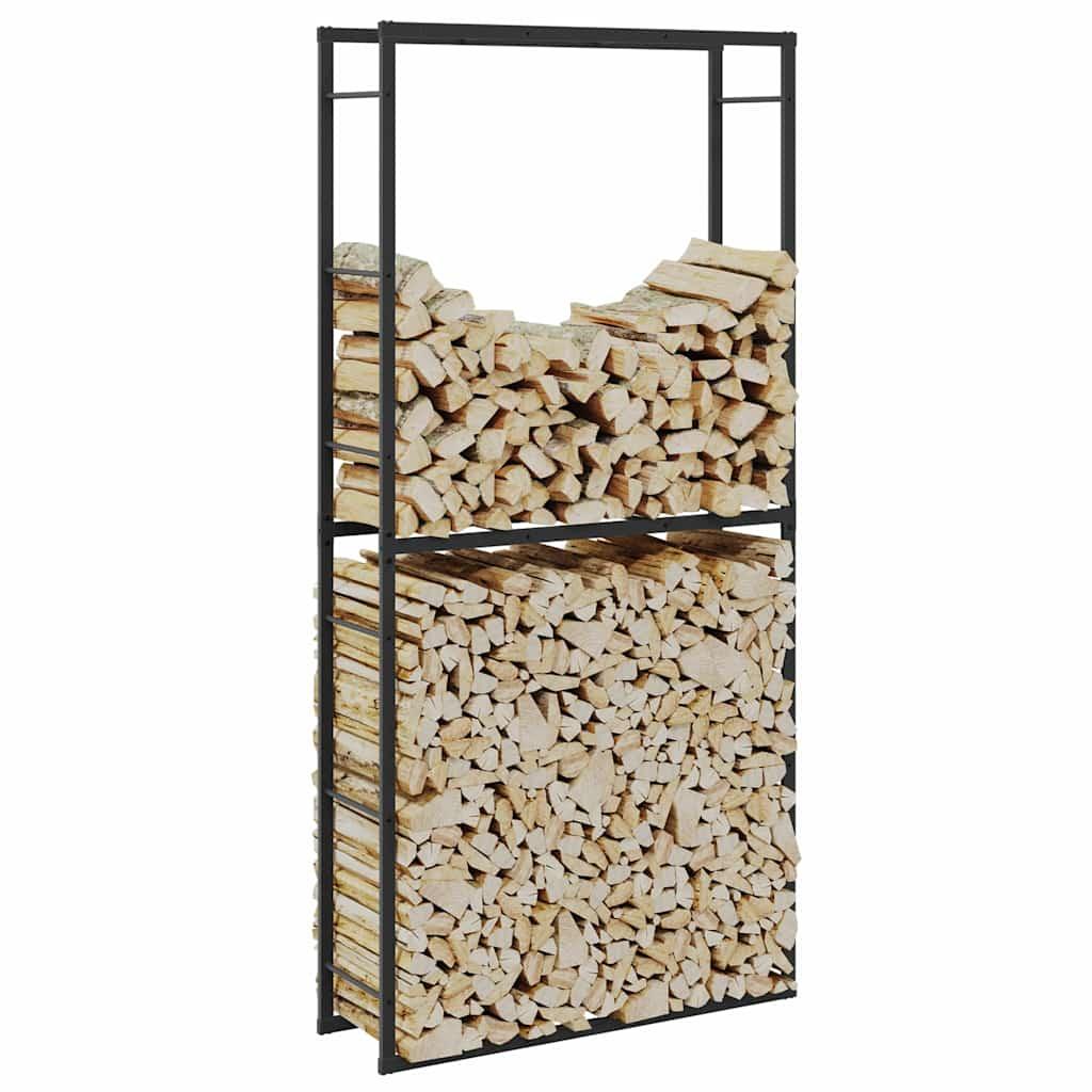 Vidaxl Firewood Rack Black 100x30x209 Cm Steel, Fireplace Wood Rack, Outdoor Firewood Rack, Fireplace Wood Stand, Firewood Rack, Indoor Firewood Rack