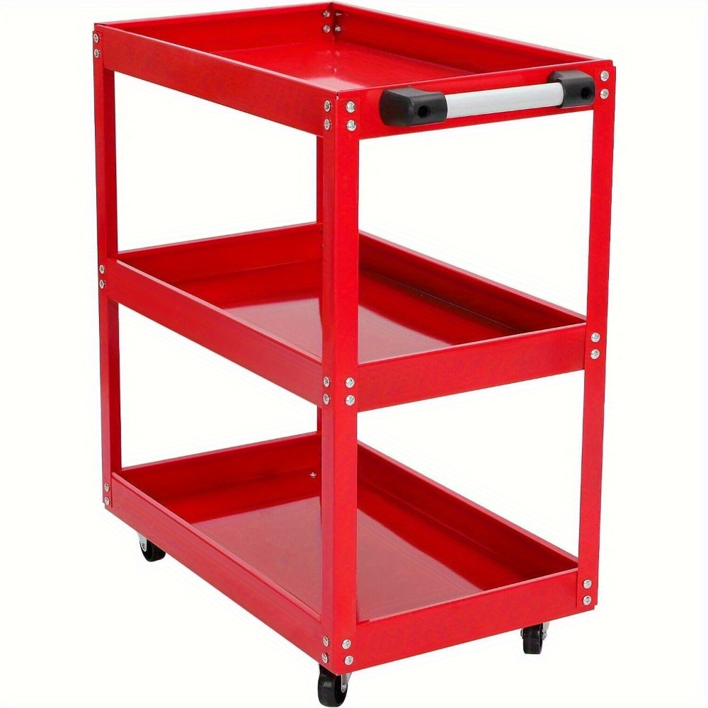 3-tier Tool Cart – Multifunctional Assembly And Material Cart With Large Loading Surfaces & Scratch-resistant Worktop – Sturdy Workshop Rolling Cart With Wheels