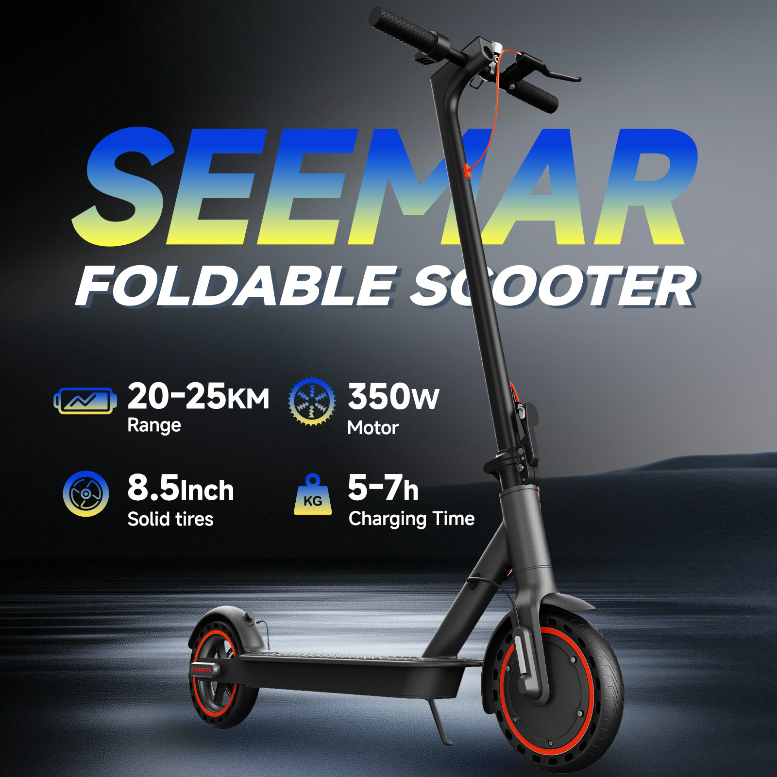 TEMU Seemar S3 Adult Electric Scooter, Adult 350w Electric Scooter: Reach 20km/h Effortlessly, Cover 15 - 26 Miles On 1 Charge! Foldable Design For ,