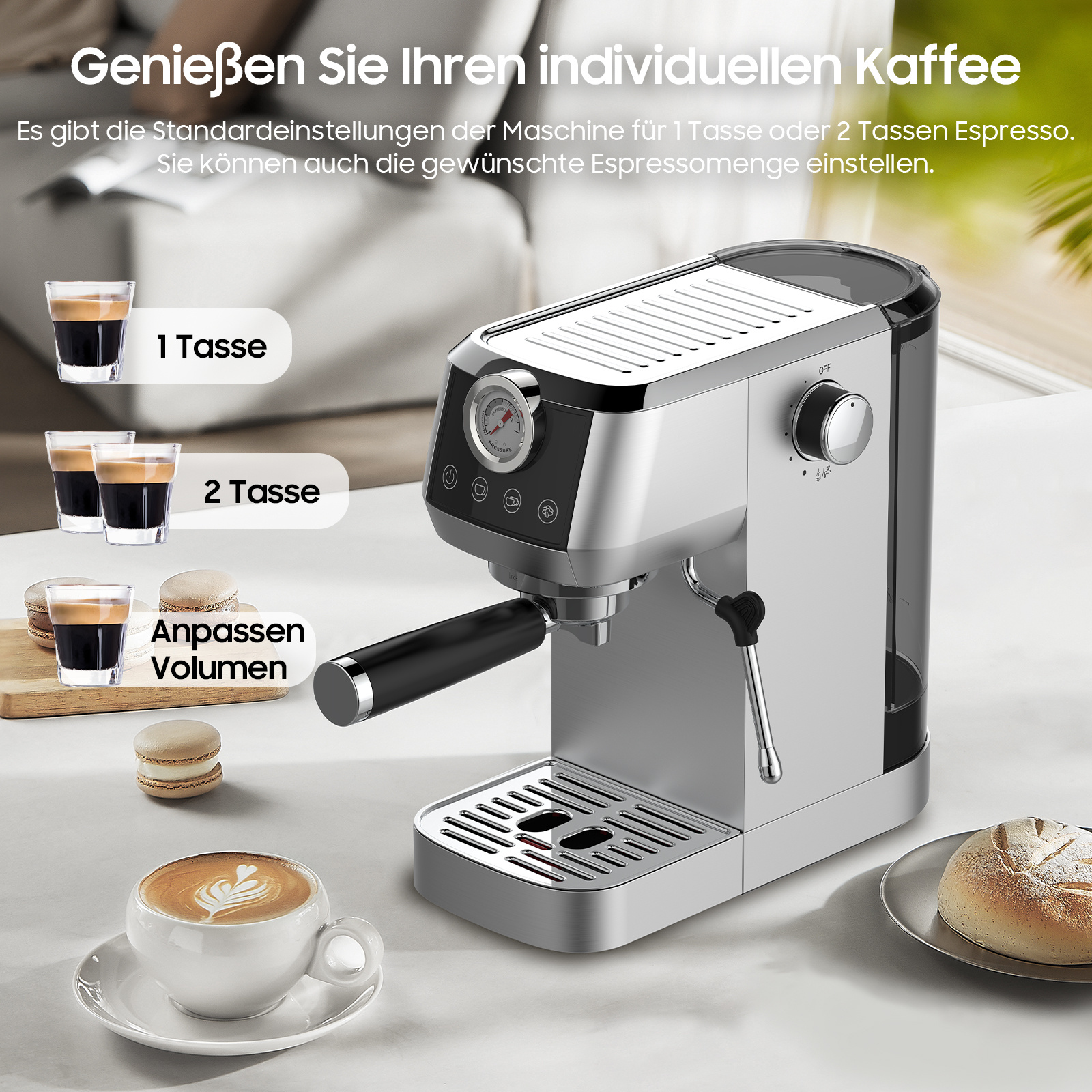 Espressomachine CM1665B met Italiaanse pomp van 20 bar