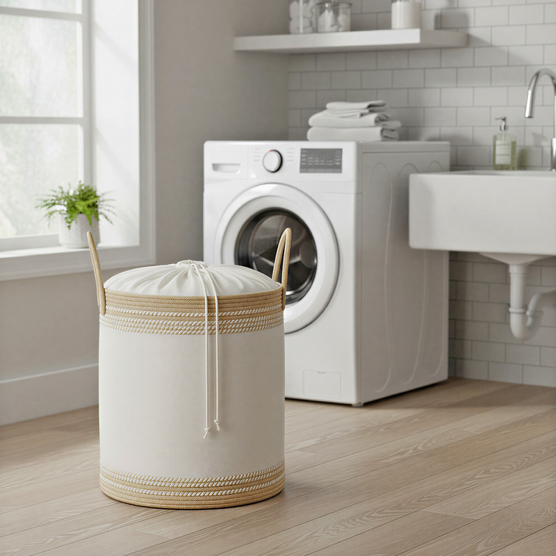E-shop Wäschekorb mit Griffen, Aufbewahrungskorb, geeignet für die Aufbewahrung von Decken und Kleidung, ideal für Schlafzimmer oder Waschküchen, 60