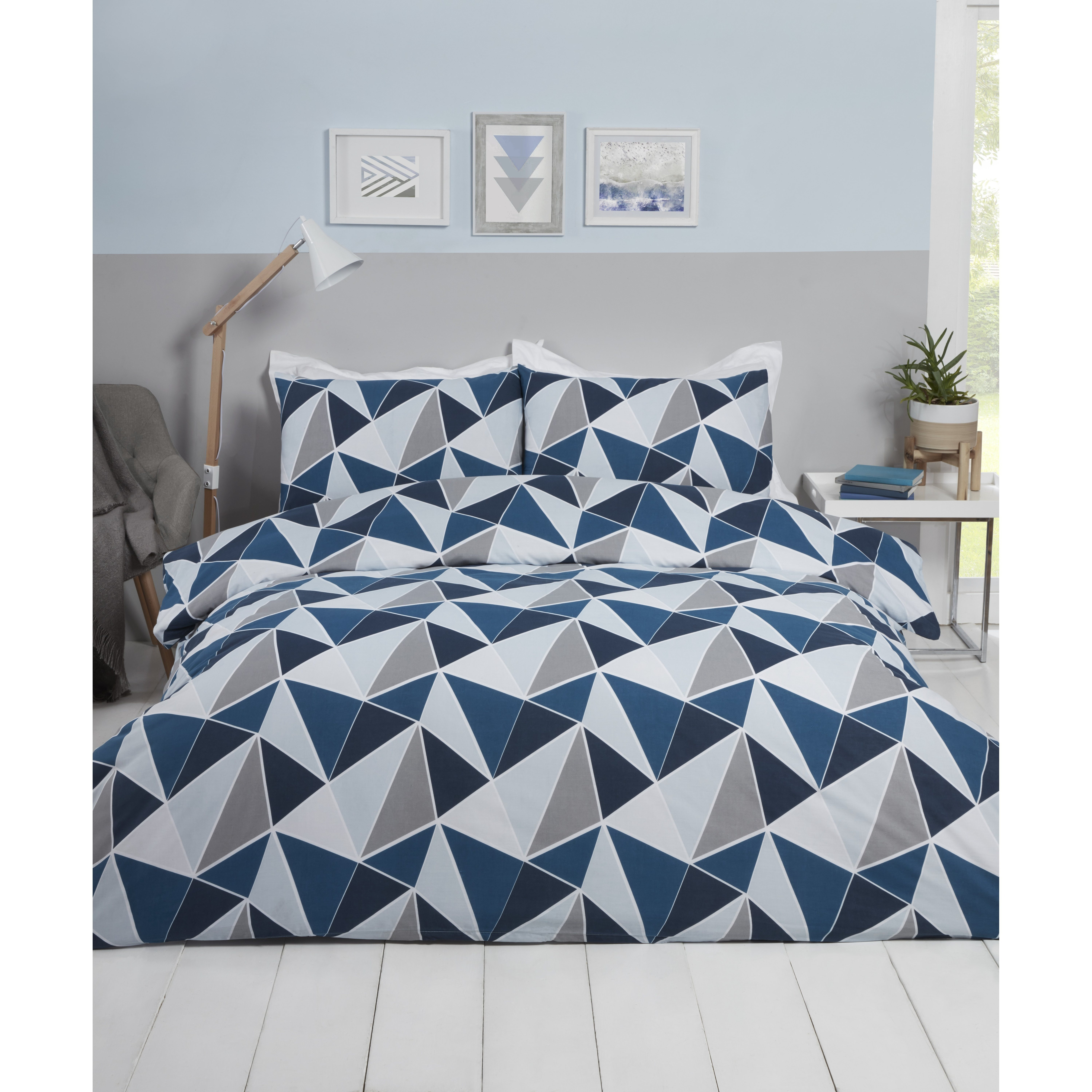 TEMU Geofacet Duvet Cover Set – Soft & Breathable Geometric Bedding | Reversible Modern | Single, Double & King Sizes | Includes Matching Pillowcases