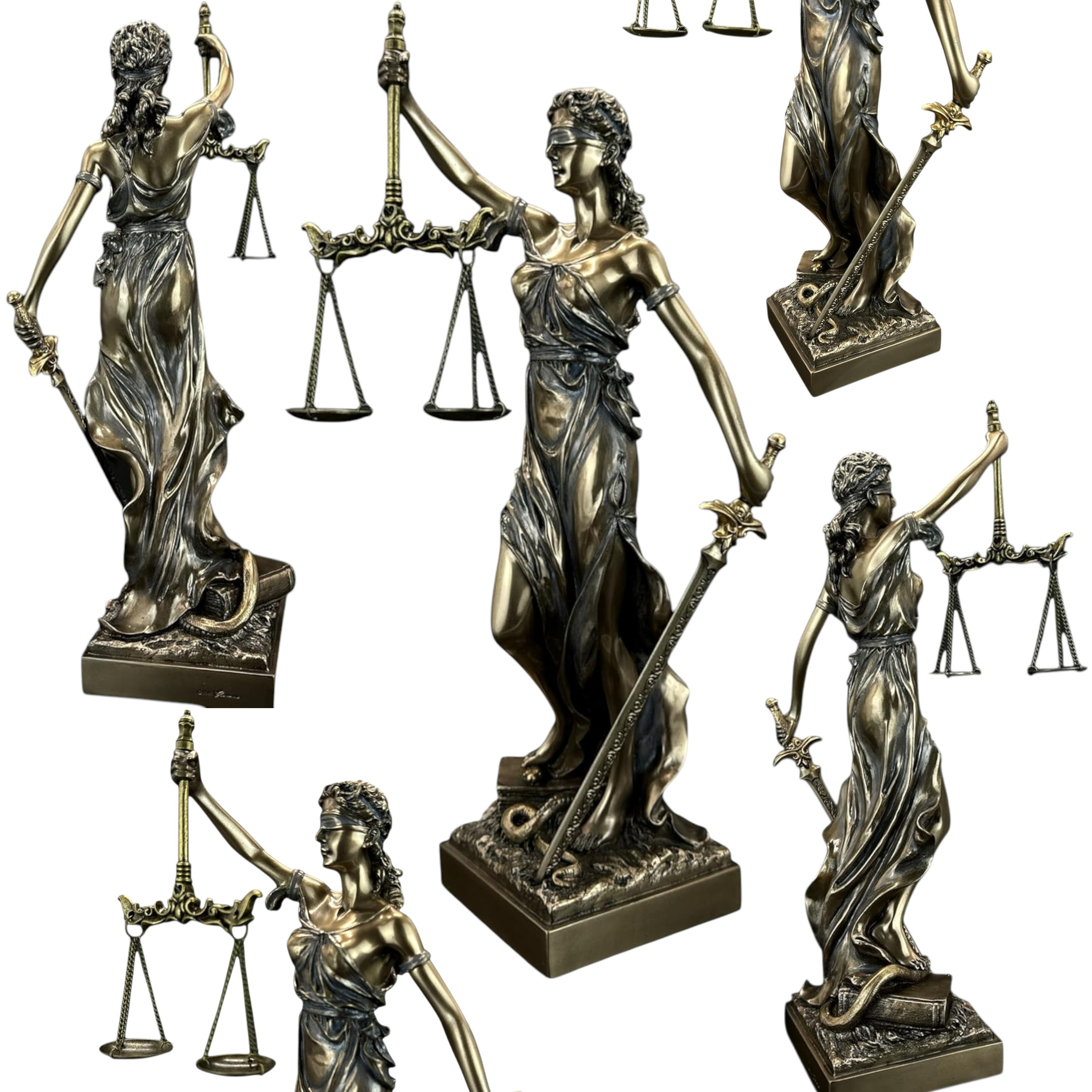 TEMU avec une balance et un épée, sculpture en bronze de 31 cm, un symbole de la , signée 57 répliques spéciales, figurine de , déesse , sculpture de