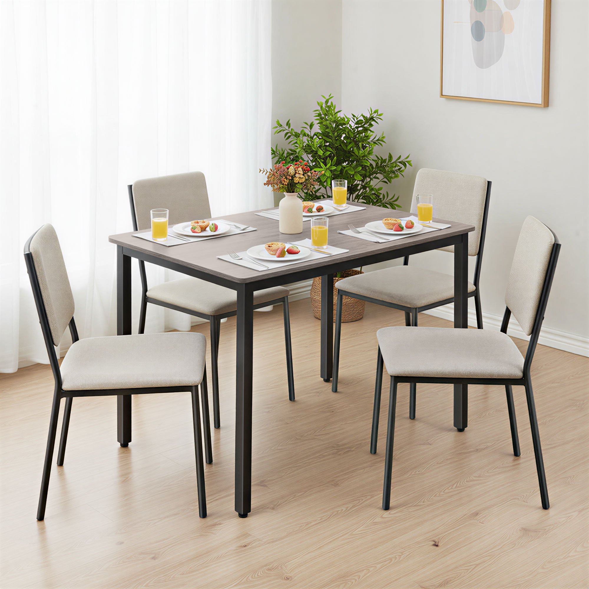 E-shop Esstisch, Schreibtisch, Küchentisch, Esszimmertisch für 4 Personen, für Wohnzimmer, Esszimmer, Küche, -schwarz