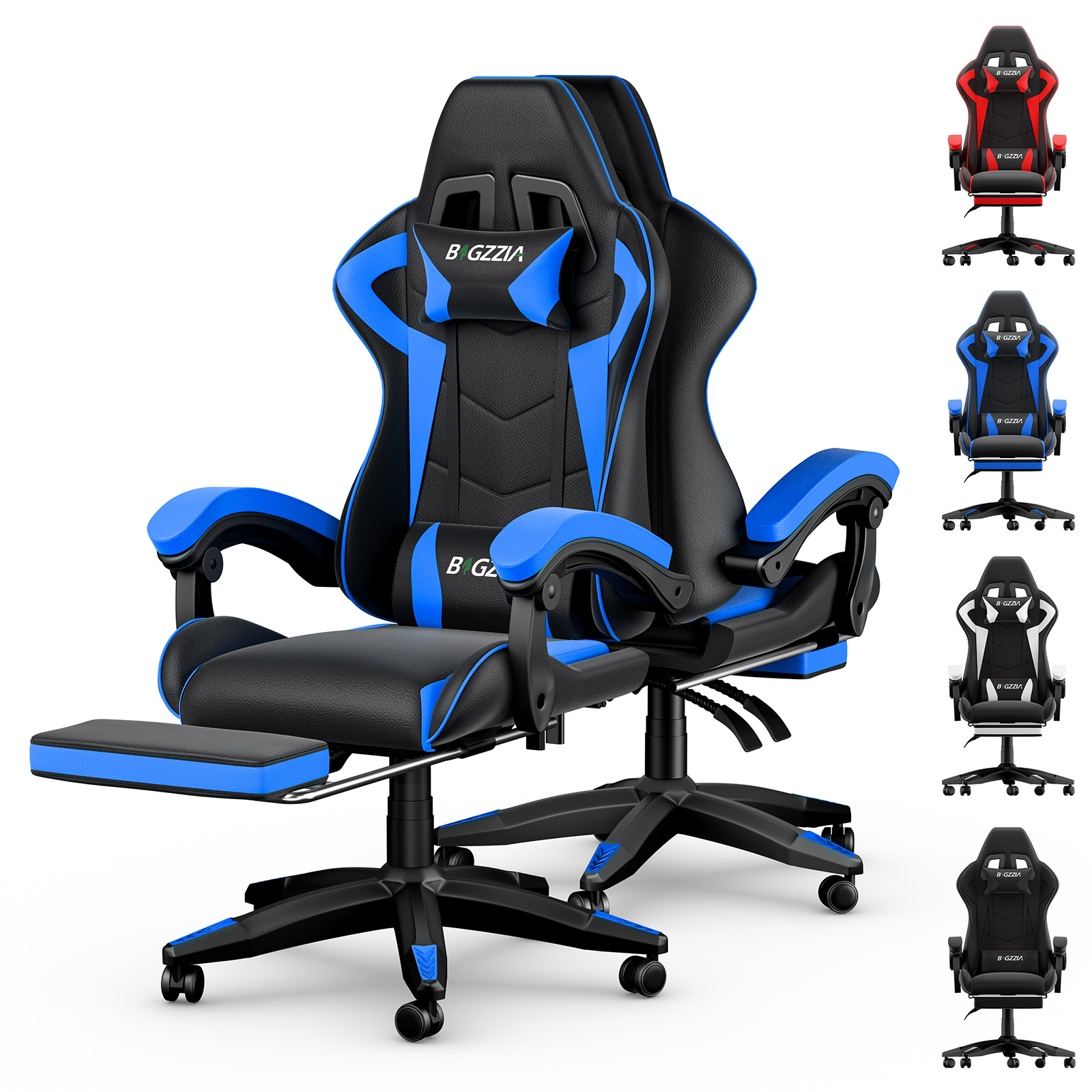 TEMU Chaise Gaming Ergonomique - Chaises Gaming avec Coussin Lombaire + Appui-Tête, Chaise de Bureau & Ordinateur Rehausseable pour Adultes, Filles,
