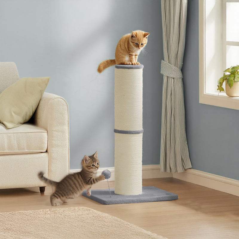 Cat Scratching Post With Sisal Stem, 50 X 40 X 85 Cm, Extra Large, 17 Cm Diameter, Suitable For Medium To Large Cats, Includes Plush Balls And Bells
