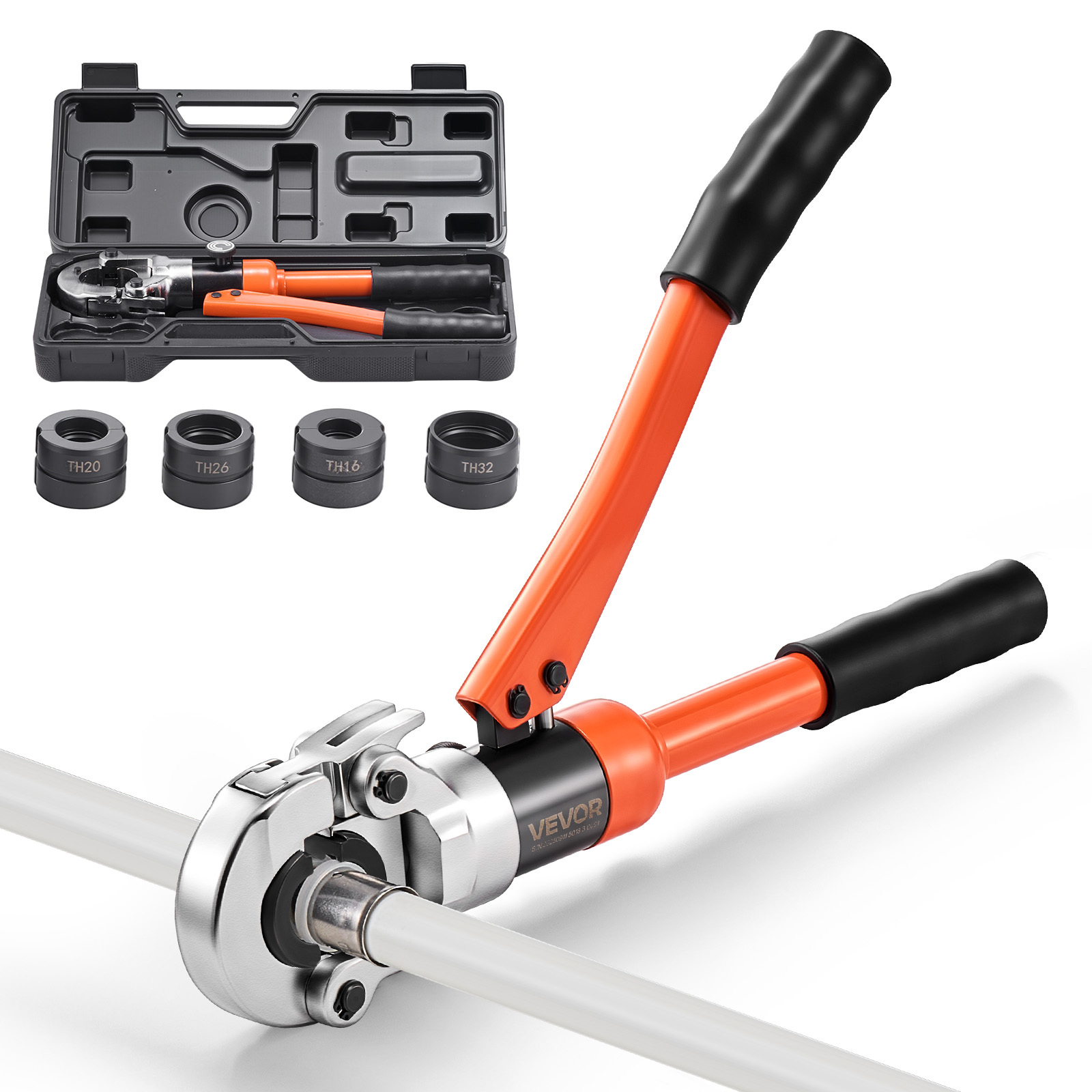 TEMU VEVOR Herramienta de crimpado de tubos hidráulicos, crimpadora de accesorios de tubos de PEX y aluminio-plástico con mandíbulas TH16 TH20 TH26