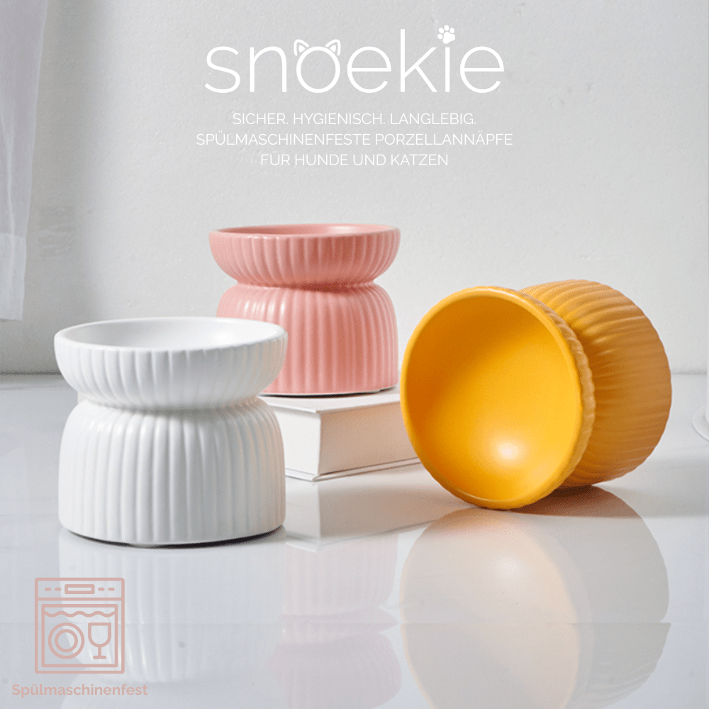 Image of Elevated Porcelain Dog Bowl – 12.8×12.8×10.5 Cm, High-temperature , Dishwasher Safe