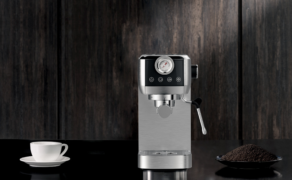 Espresso Machine CM1665B with 20 Bar Italian Pump - Espresso Sieve Carrier Machine Stainless Steel | Coffee Machine Espresso for Cappuccino, Latte, Touchscreen with Pressure Display, 1.3L Water Tank