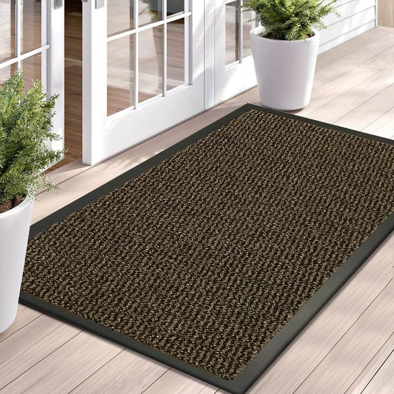 1pc sunny indoor outdoor rug heavy duty non slip rubber backed doormat hallway runner large area rug washable   floor mat for entrance patio   home flooring
