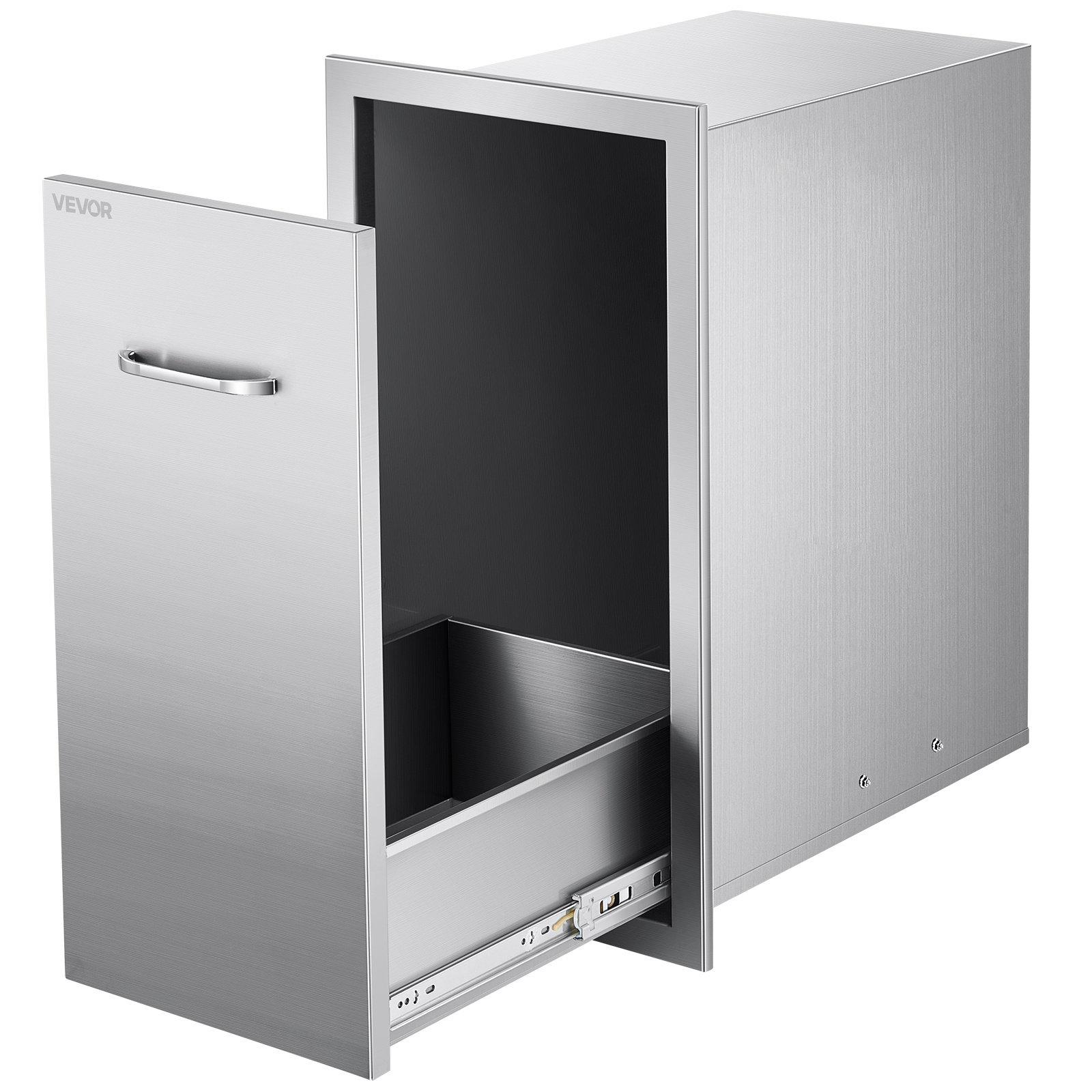 Vevor Outdoor Kitchen Trash Drawer, 13.54"w X 19.61"d X 25.79"h Interior Storage, Outdoor Kitchen Drawers Stainless Steel, 55 Lbs Per Tier, For Outdoors Bbq Island Kitchens