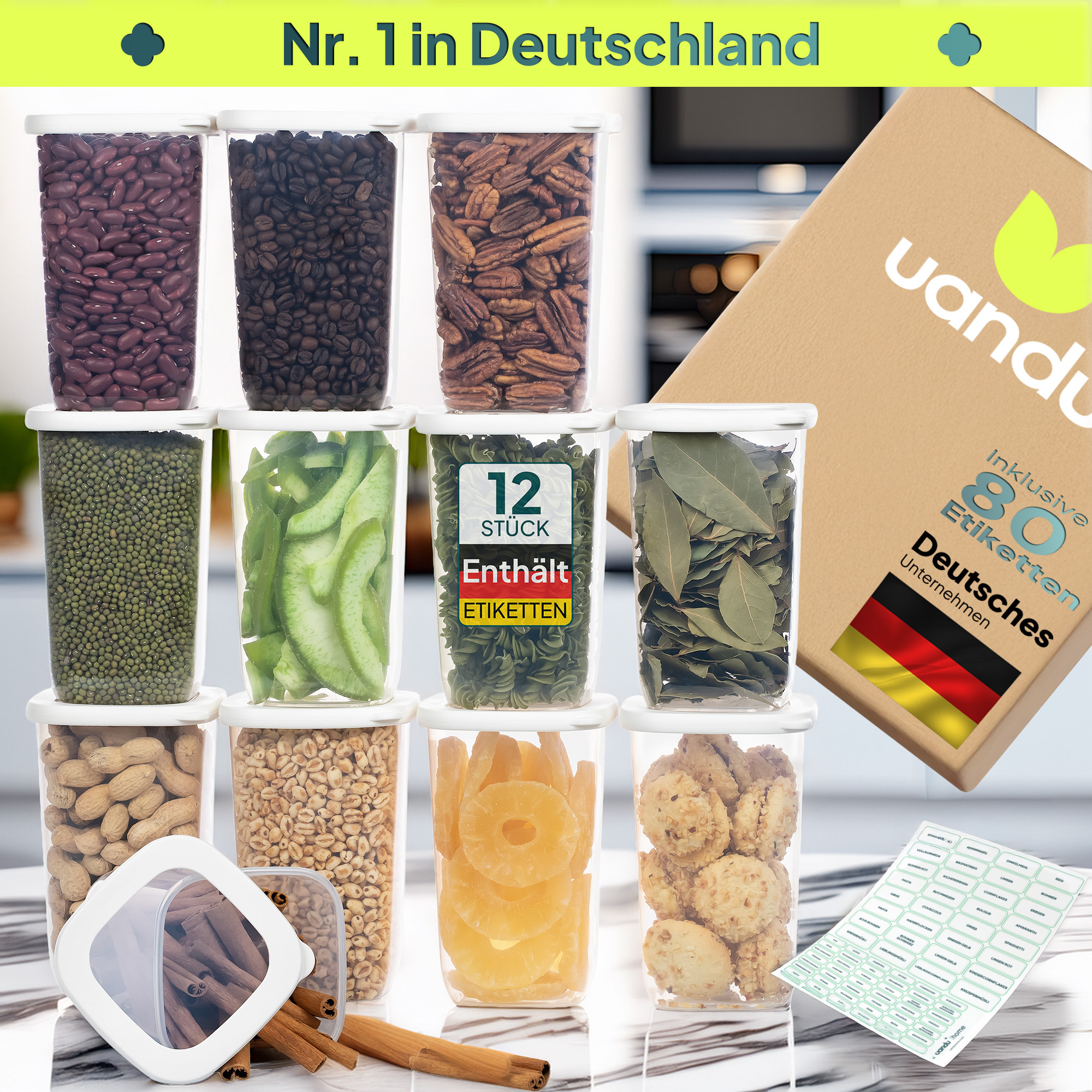 TEMU Uandu Storage Containers With Lids Airtight - Containers For Kitchen, Food Storage | Airtight Storage Box Set . 80 Labels | Storage Containers