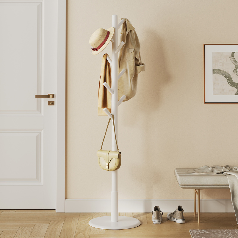 Solid Wood Coat Racks, Tree-shaped Coat Racks, Jacket Stands, 8 Hooks For Hanging Coats And Hats, Suitable For , Hooks And Handles Made Of Rubberwood.
