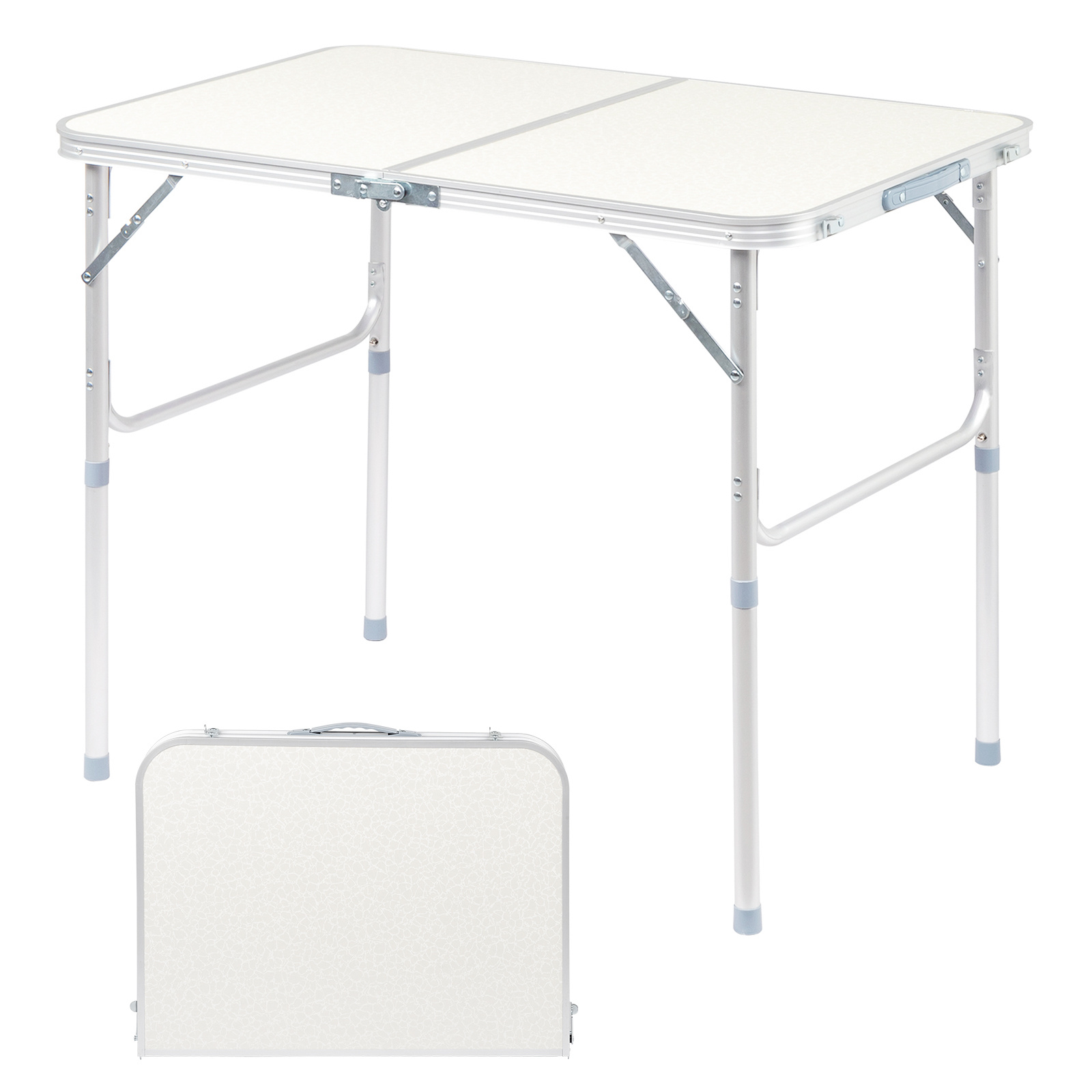 Image of Bonnlo Folding Table, Weatherproof Garden Table, Foldable Balcony Table – Portable Table As Dining Table, Grill Table, Camping Table & Outdoor Side Table, 70/90/120/180 Cm, White