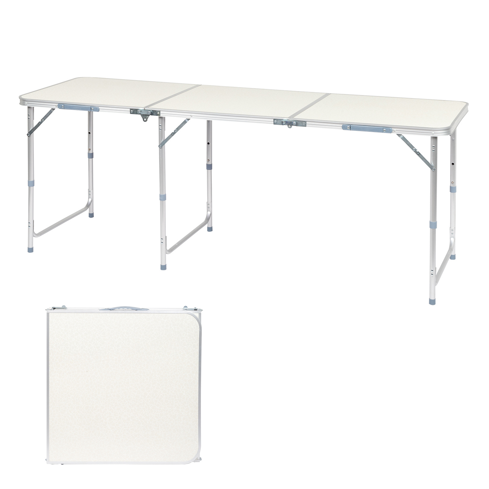 Bonnlo Folding Table, Weatherproof Garden Table, Foldable Balcony Table – Portable Table As Dining Table, Grill Table, Camping Table & Outdoor Side Table, 70/90/120/180 Cm, White