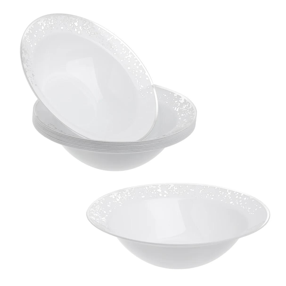 TEMU 10pcs Elegant Sparkle Effect Pattern Dinner Plates Bowls - Reusable & Washable, Perfect For Weddings, Parties, And Formal Events, Durable