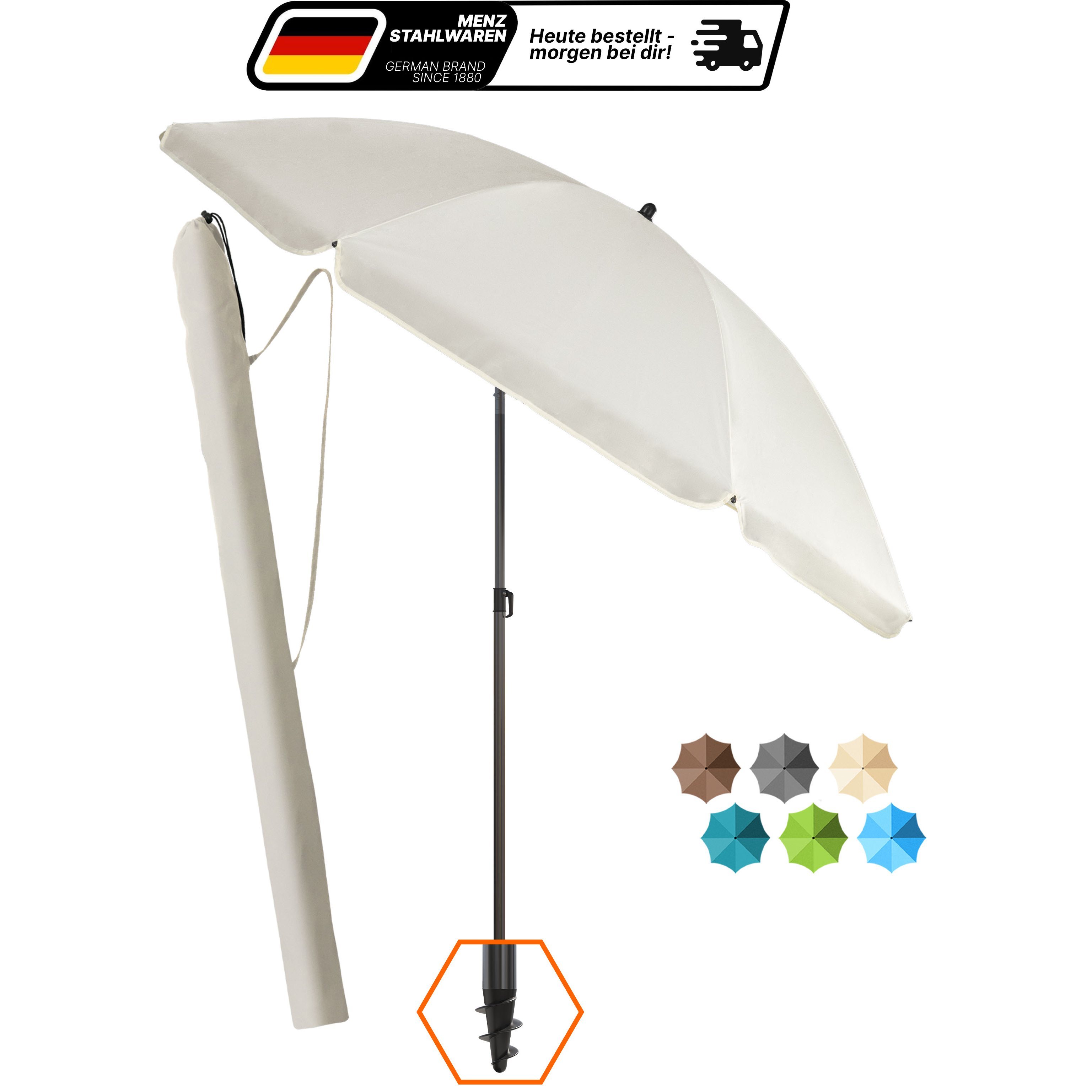 Home Sun Umbrella Set Ø 180 Cm – Upf 50+, Foldable, Includes Protective Cover – Windproof Beach And Leisure Companion – Colors: Blue, , Beige, Turquoise, Green, Taupe, Blue-white