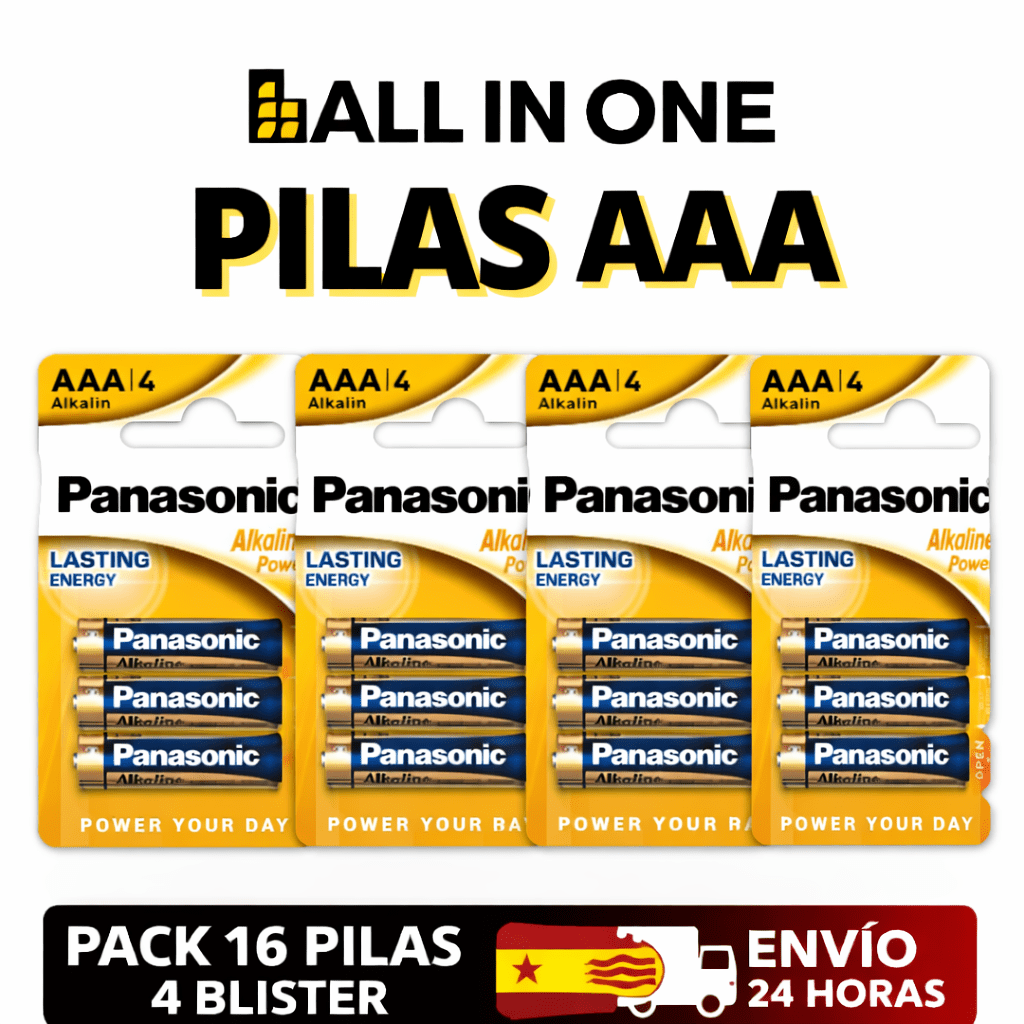 TEMU de 4 blister de pilas AA, total 16 baterias nuevas, emblistadas de forma individual para su conservación.