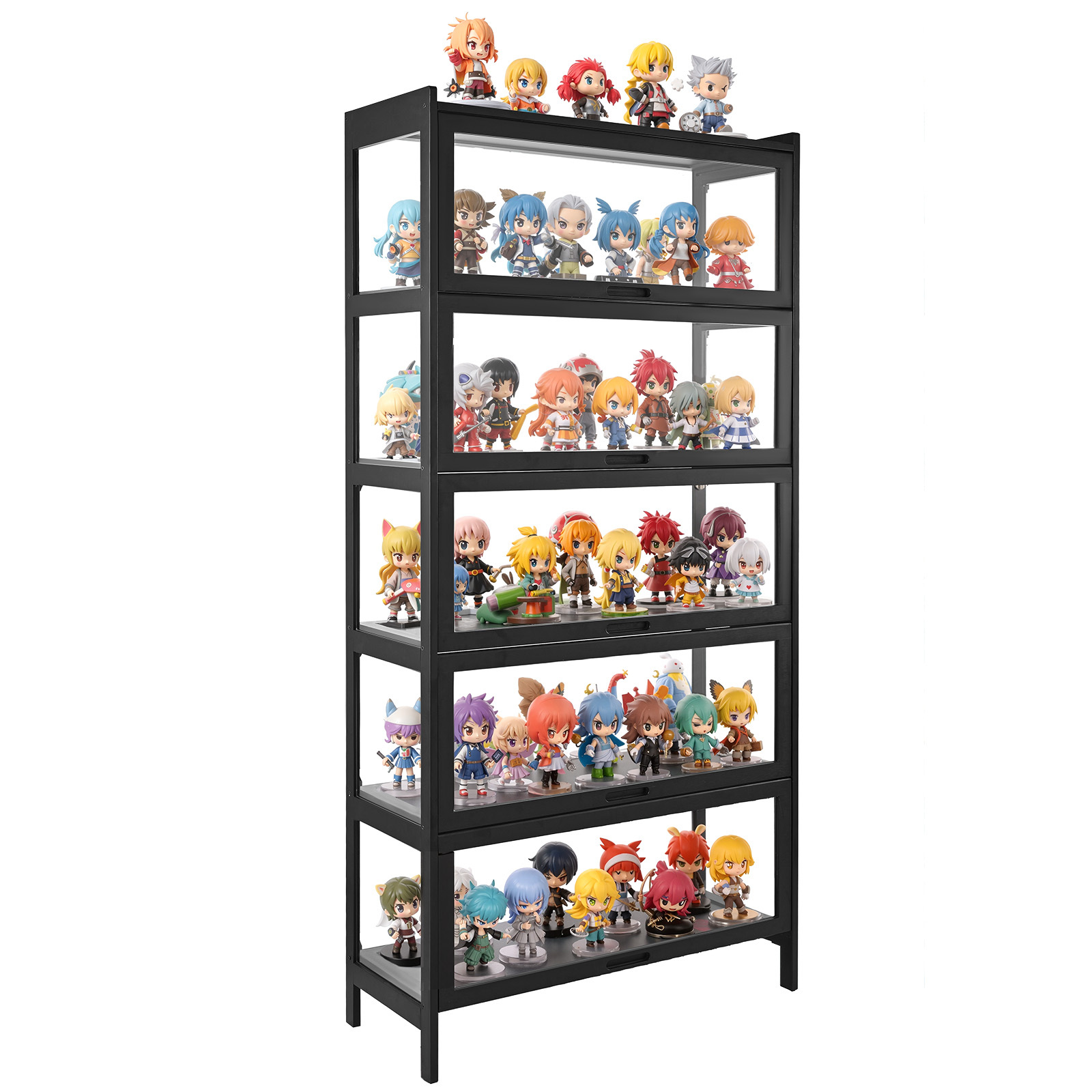 TEMU VEVOR Vitrina con Puertas Acrílicas, 68 in de , Cabinet de 5 Niveles, Estante de Madera Natural, Organizador de Coleccionables y Juguetes,