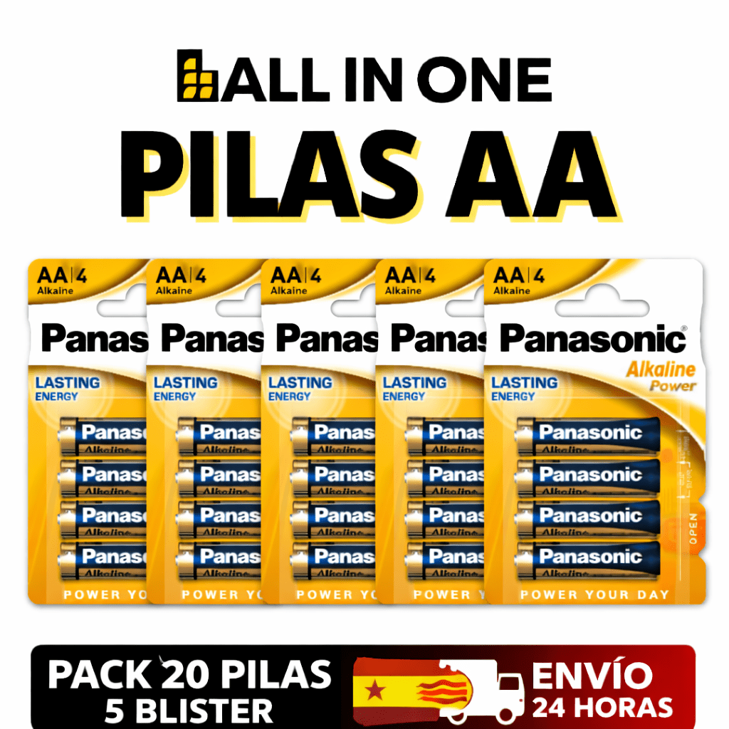 TEMU de 5 blister de pilas AA, total 20 baterias nuevas, emblistadas de forma individual para su conservación.