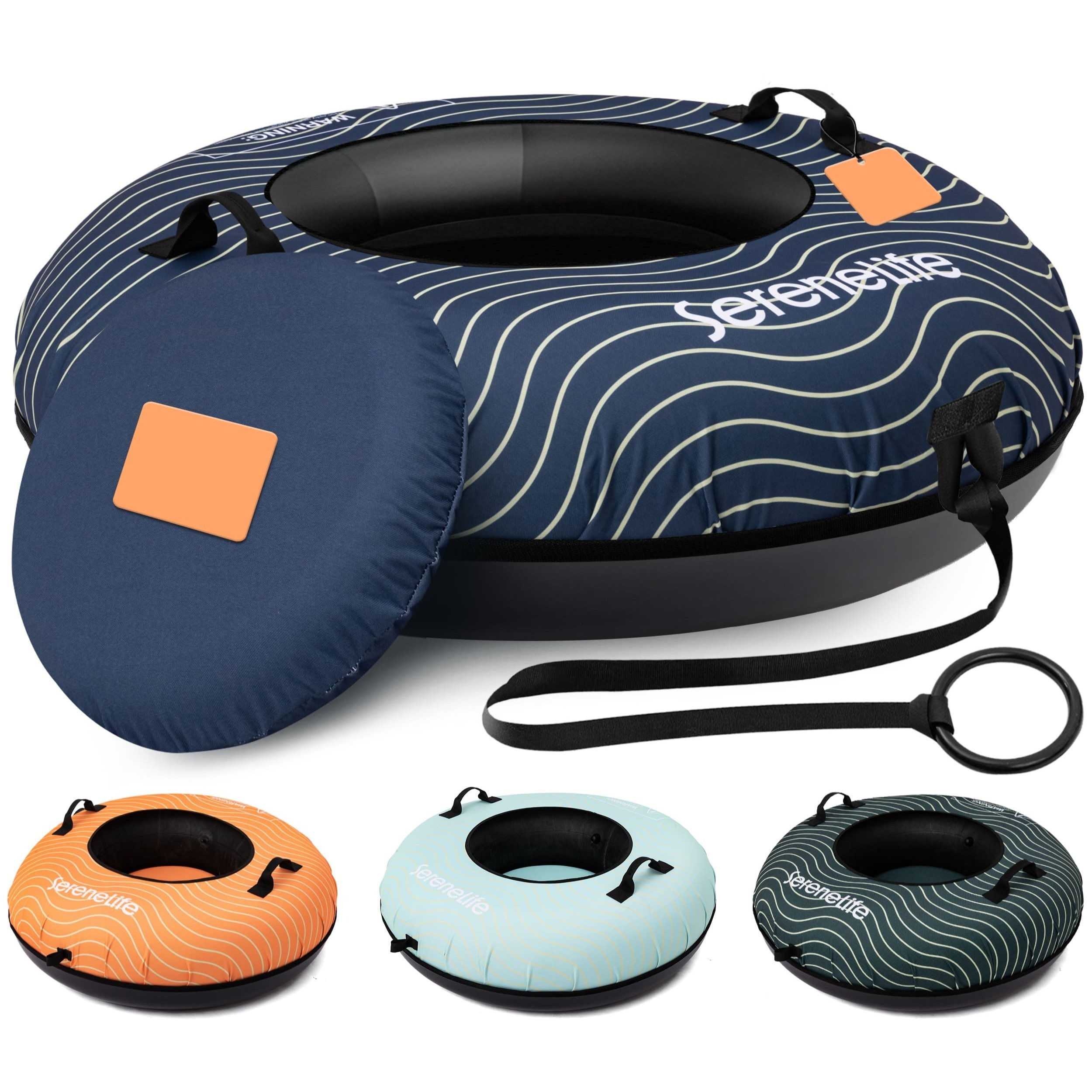 Image of Snowtube 101/112/122 Cm - Inflatable Sled For Kids And Adults; With Hard Plastic Bottom, Towing Strap And Snow Slider Design For Winter Fun In The Snow