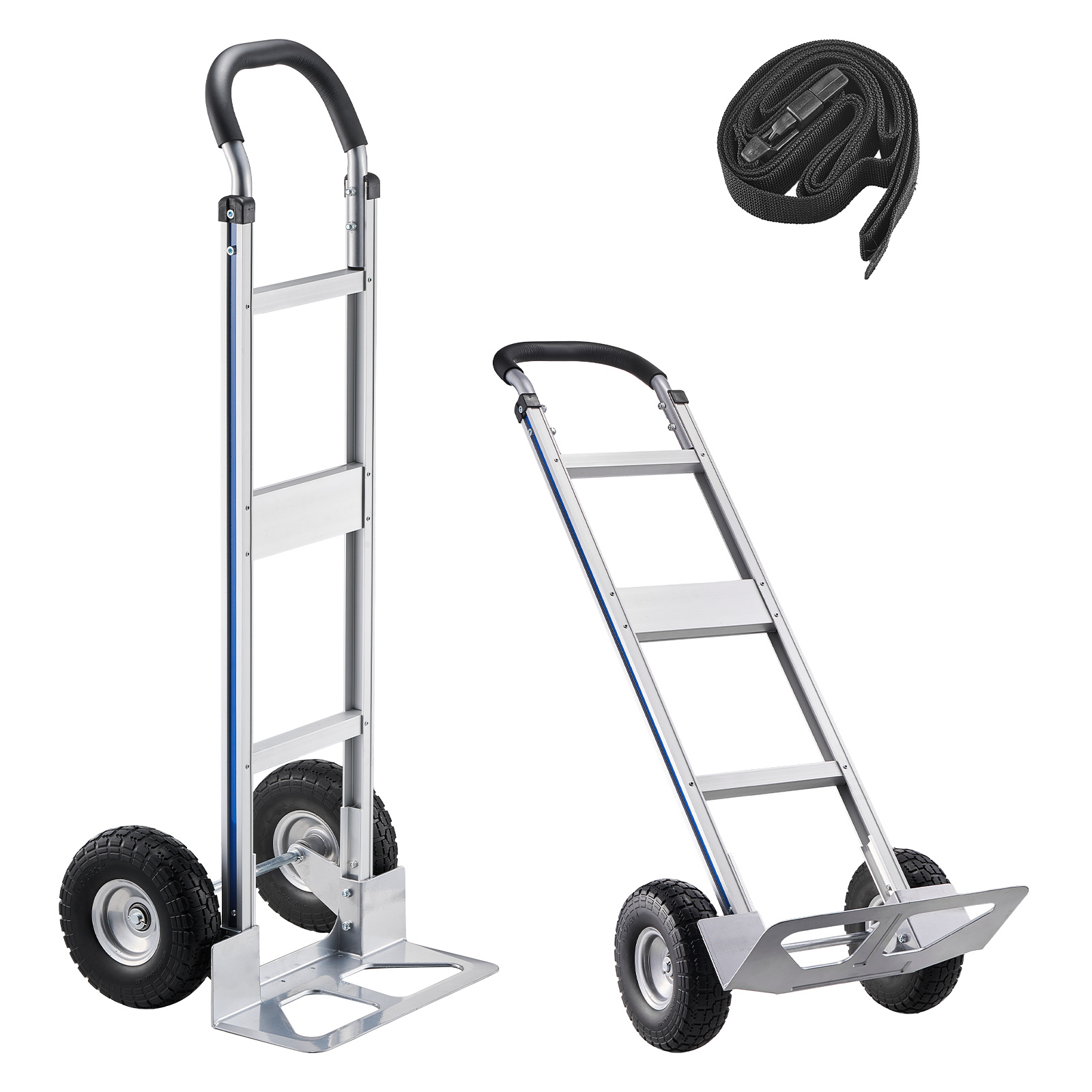 Image of Vevor Hand Truck, 226.9 Kg Load Capacity, Heavy-duty Hand Truck Dolly With Non-slip Wheels & Handle, Aluminum Alloy Portable With Strap For Moving Home, Office, Warehouse